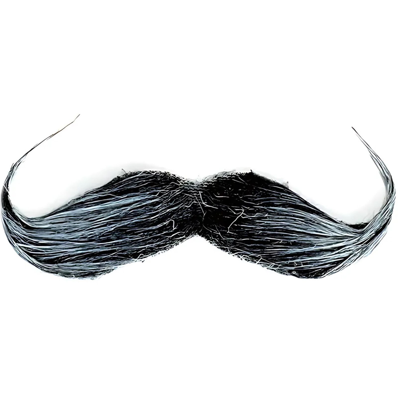 Grey Curled Stick On Moustache 