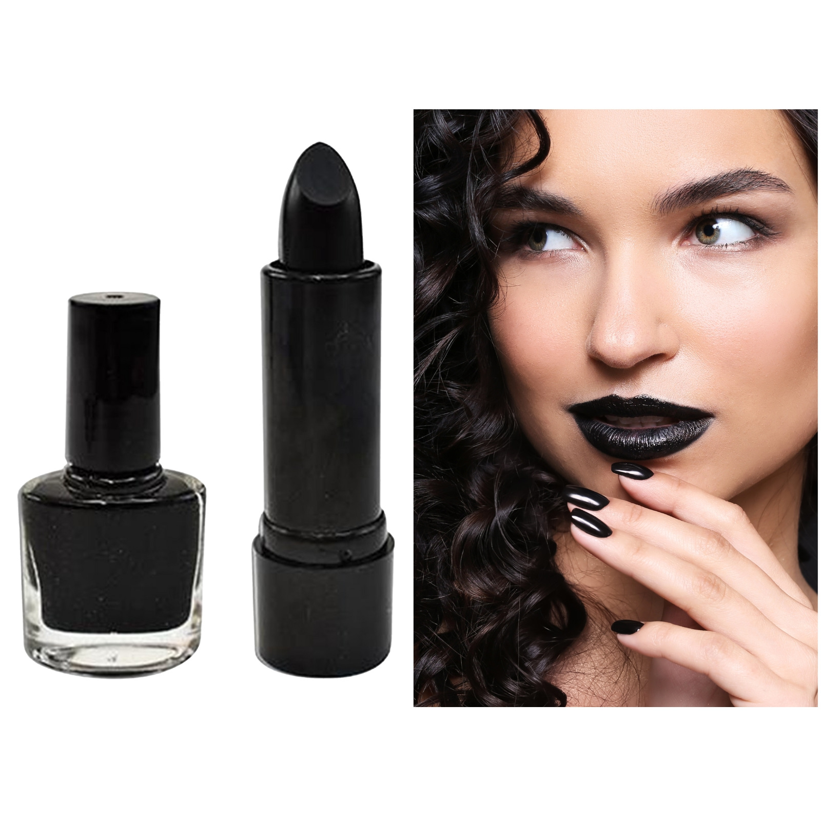 Black Lipstick and Nail Polish Makeup Kit