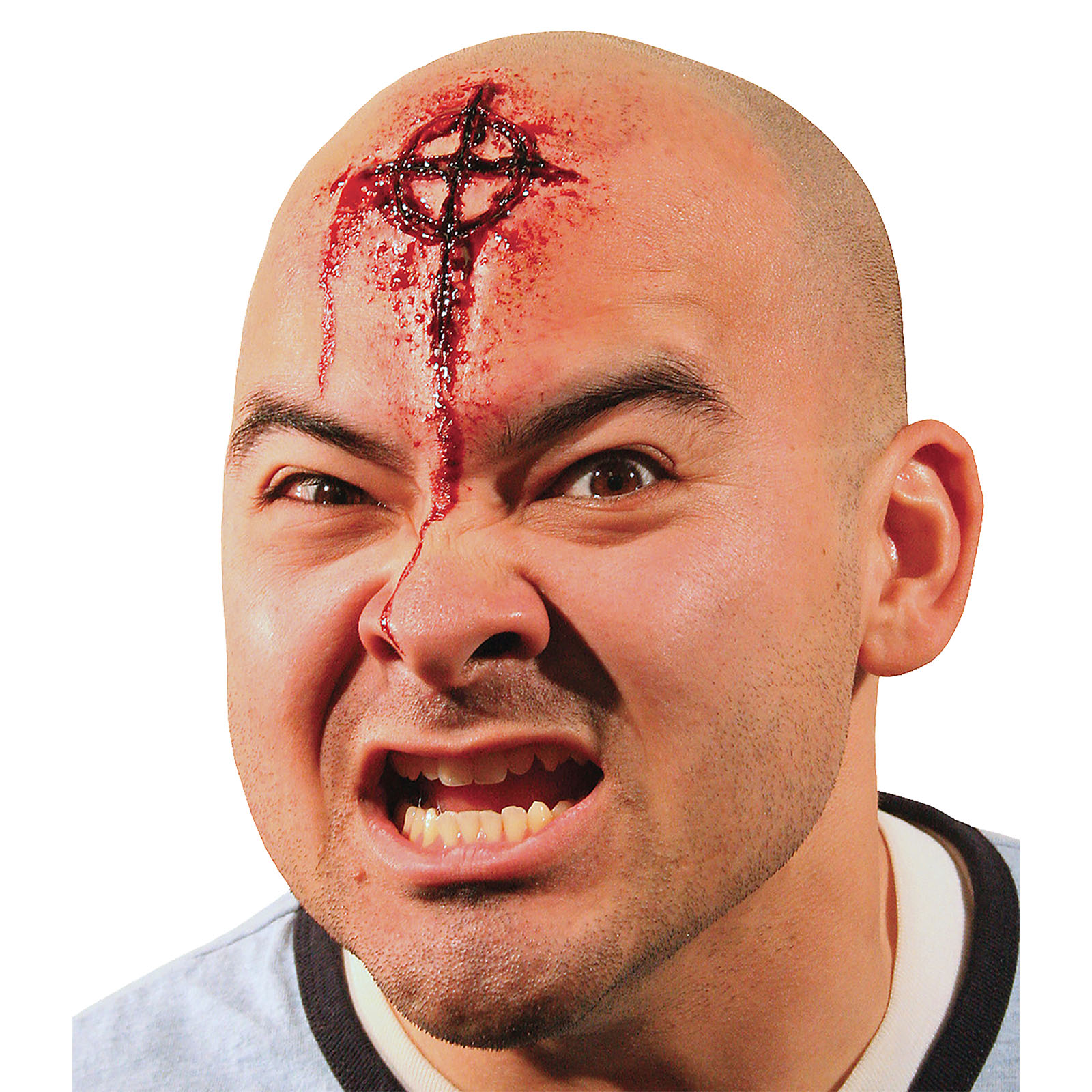 Woochie Bullseye Etched Cross Prosthetic Makeup Accessory