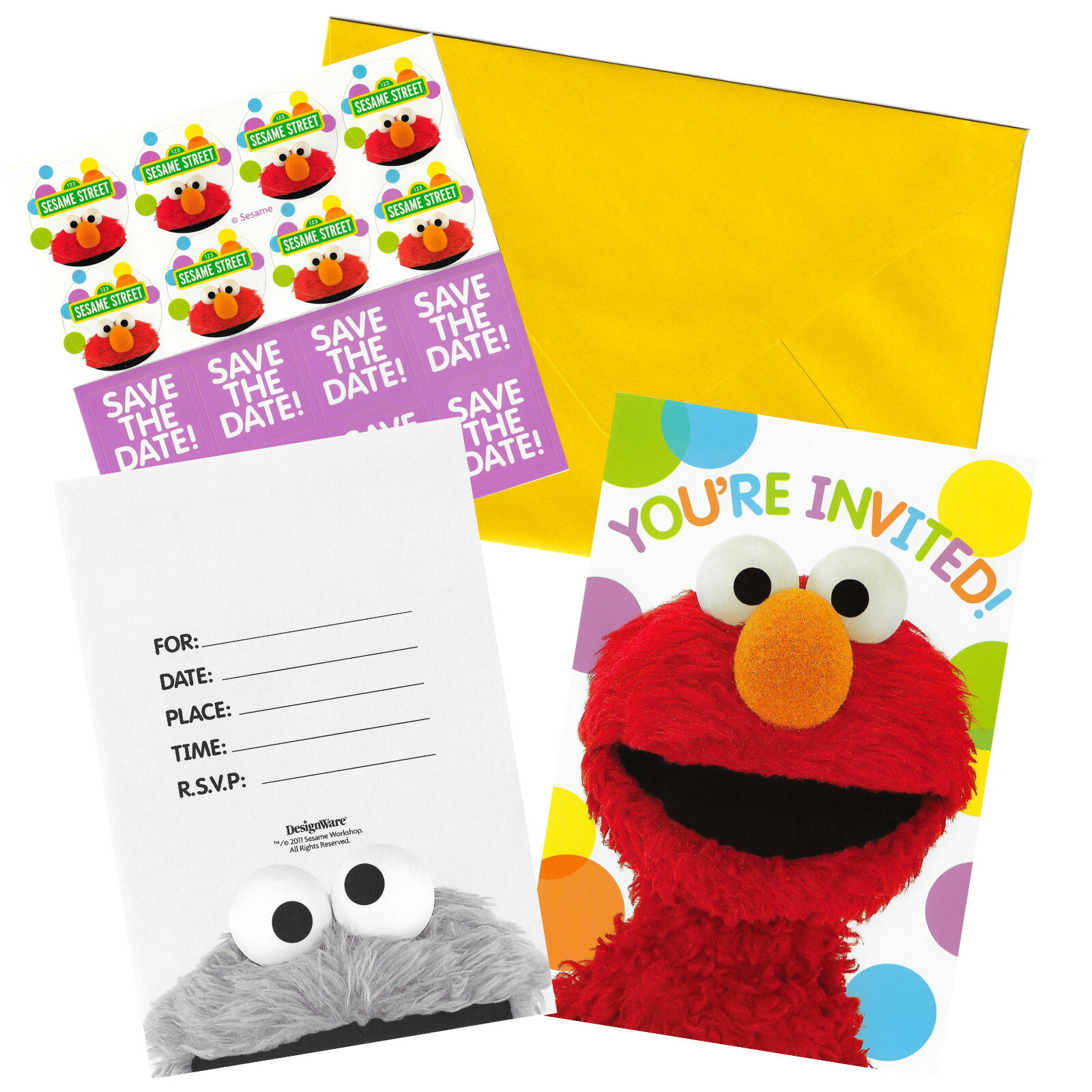 Sesame Street Elmo Party Invitations (Pack of 8)