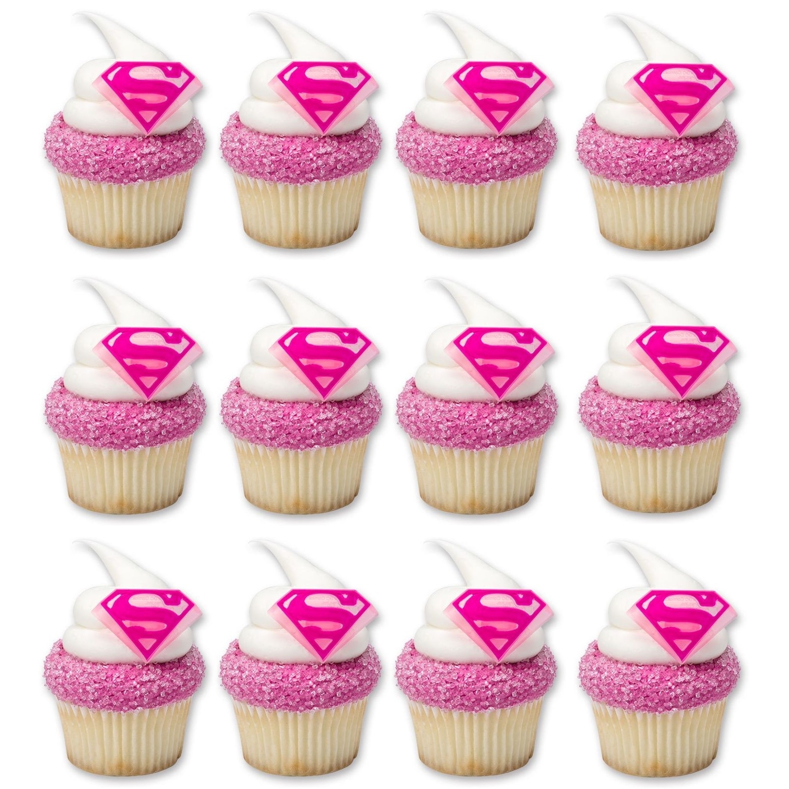 Supergirl Shield Cupcake Rings (Pack of 12)