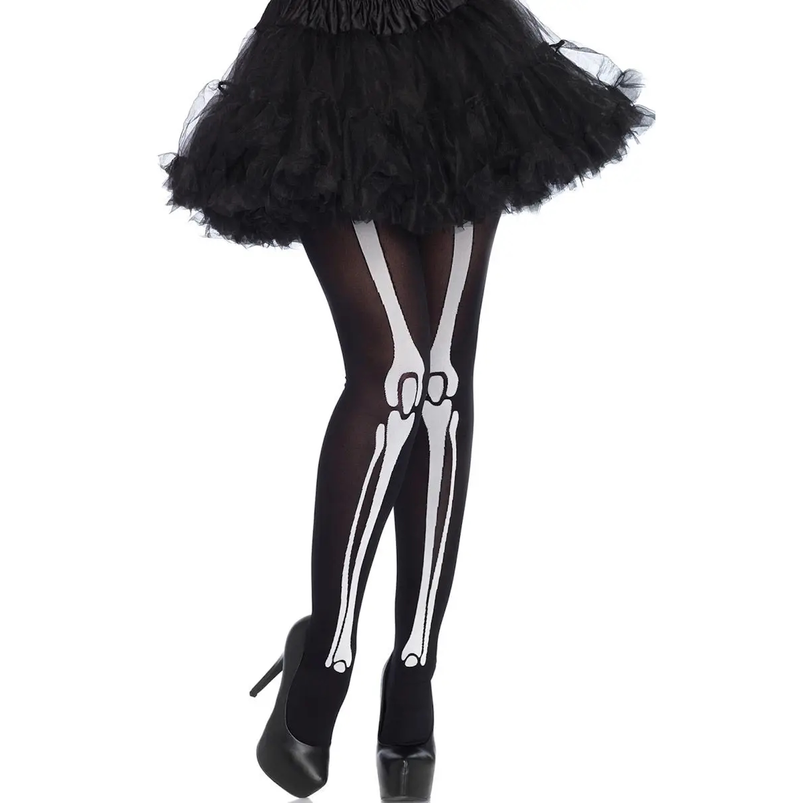 Skeleton Print Bone Black Tights Adult Costume Accessory