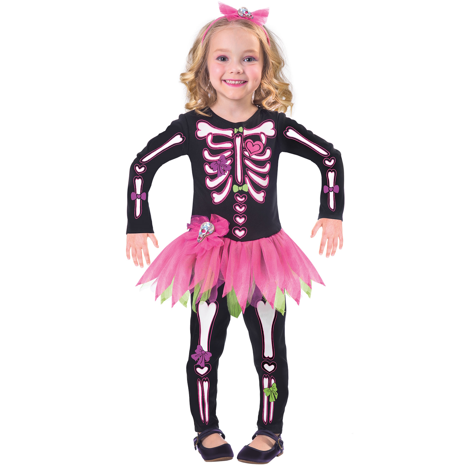 Fancy Bones Skeleton Toddler Girls Costume