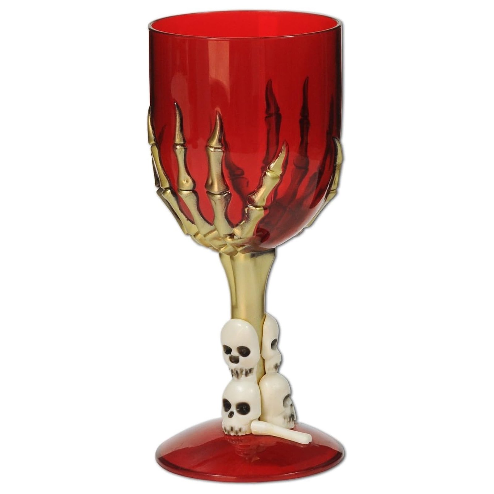 Red Plastic Skeleton Hand Wine Glass 260ml 