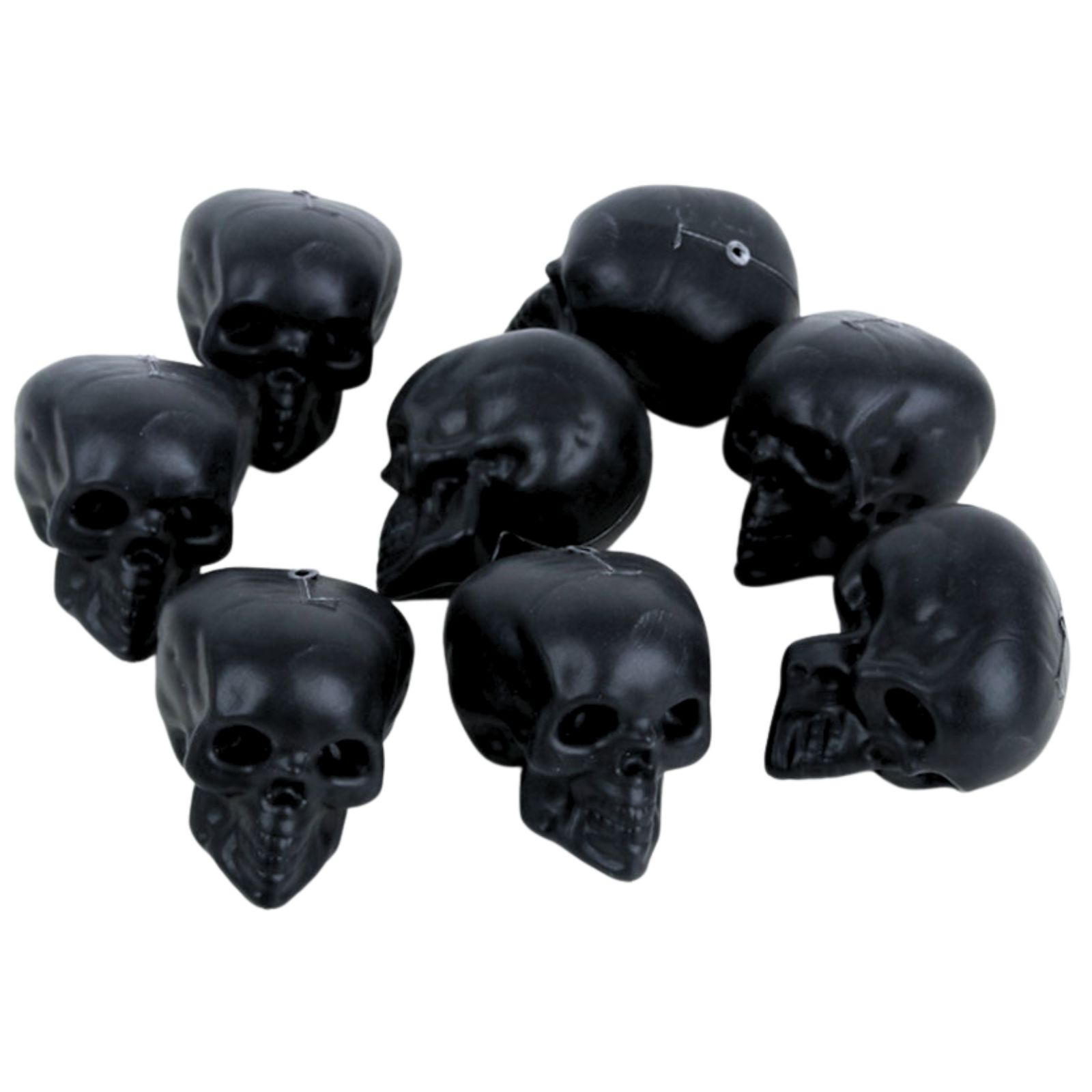 Mini Black Plastic Skulls (Pack of 8)