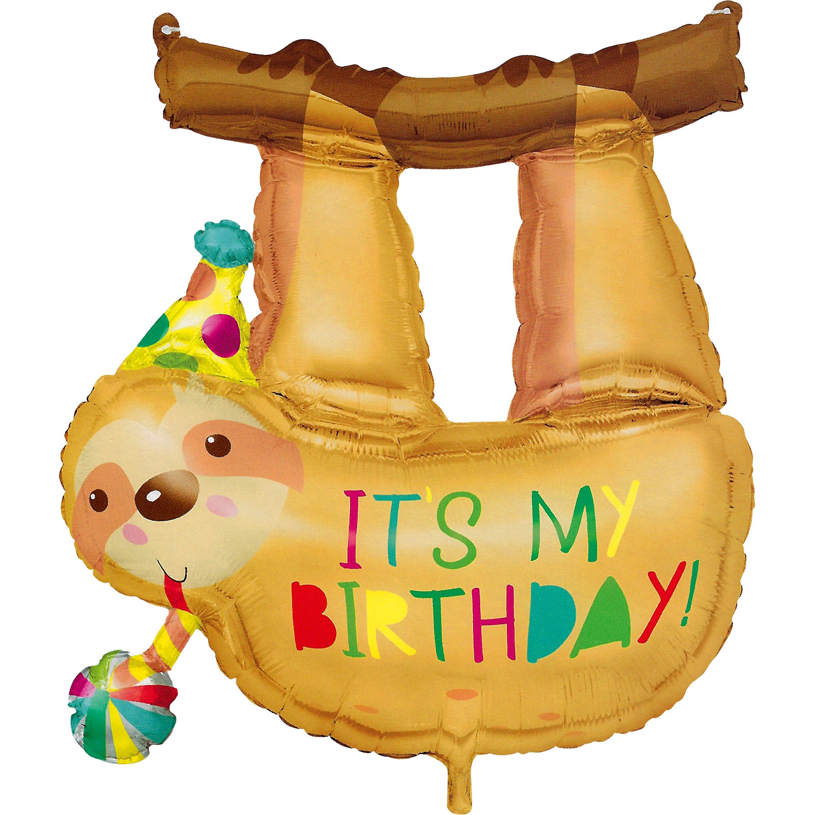 Hanging Sloth It's My Birthday Supershape Foil Balloon 71cm