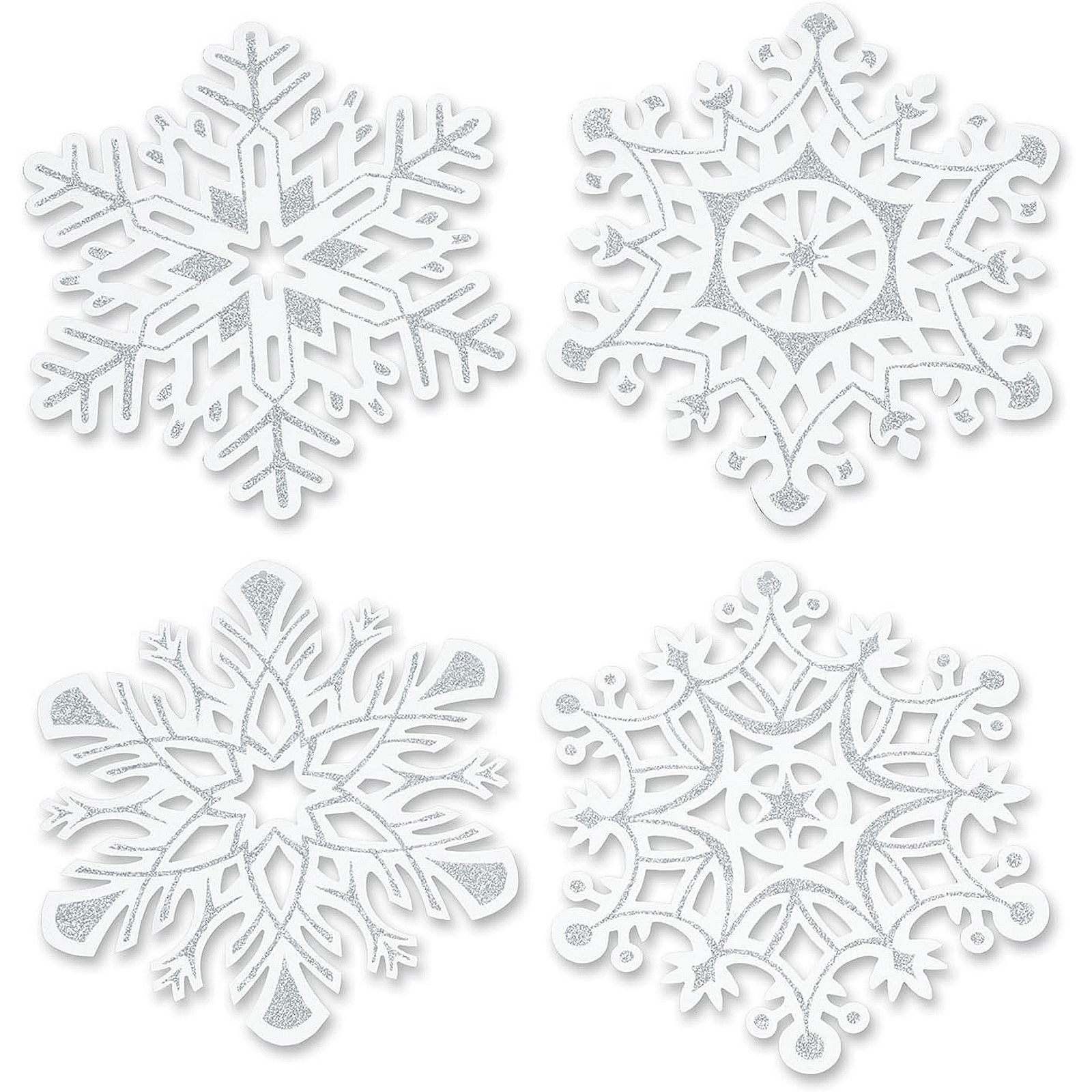 Glittered Snowflake Cutout Wall Decorations (Pack of 4)