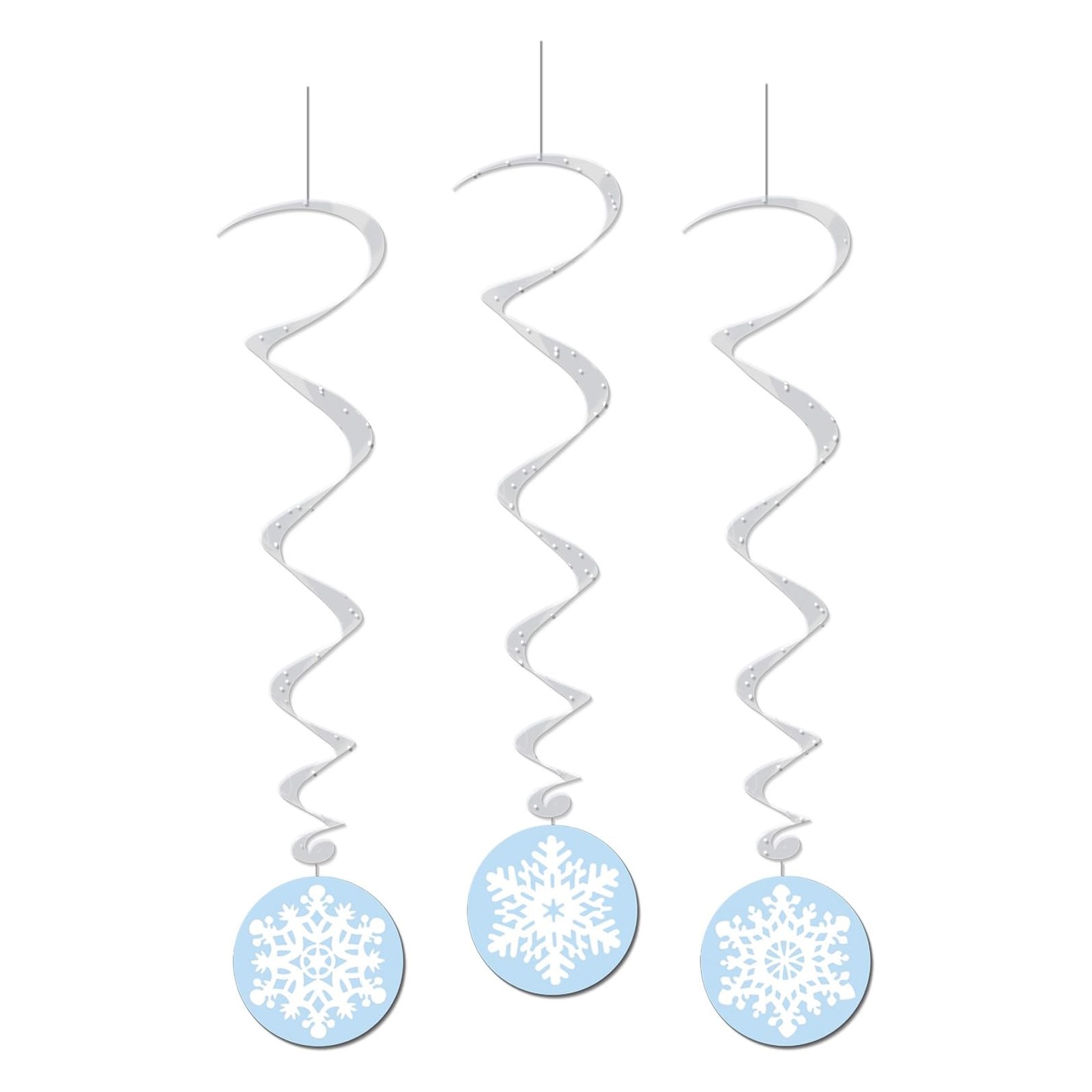 Winter Snowflake Transparent Swirl Decorations (Pack of 3) 