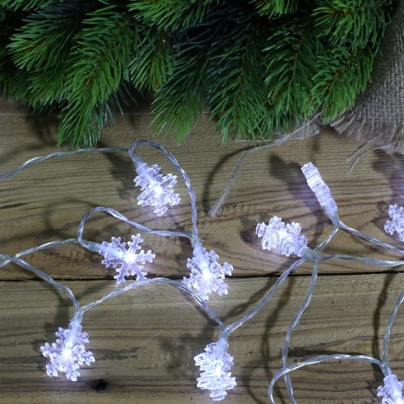 Snowflake Cool White LED String Lights