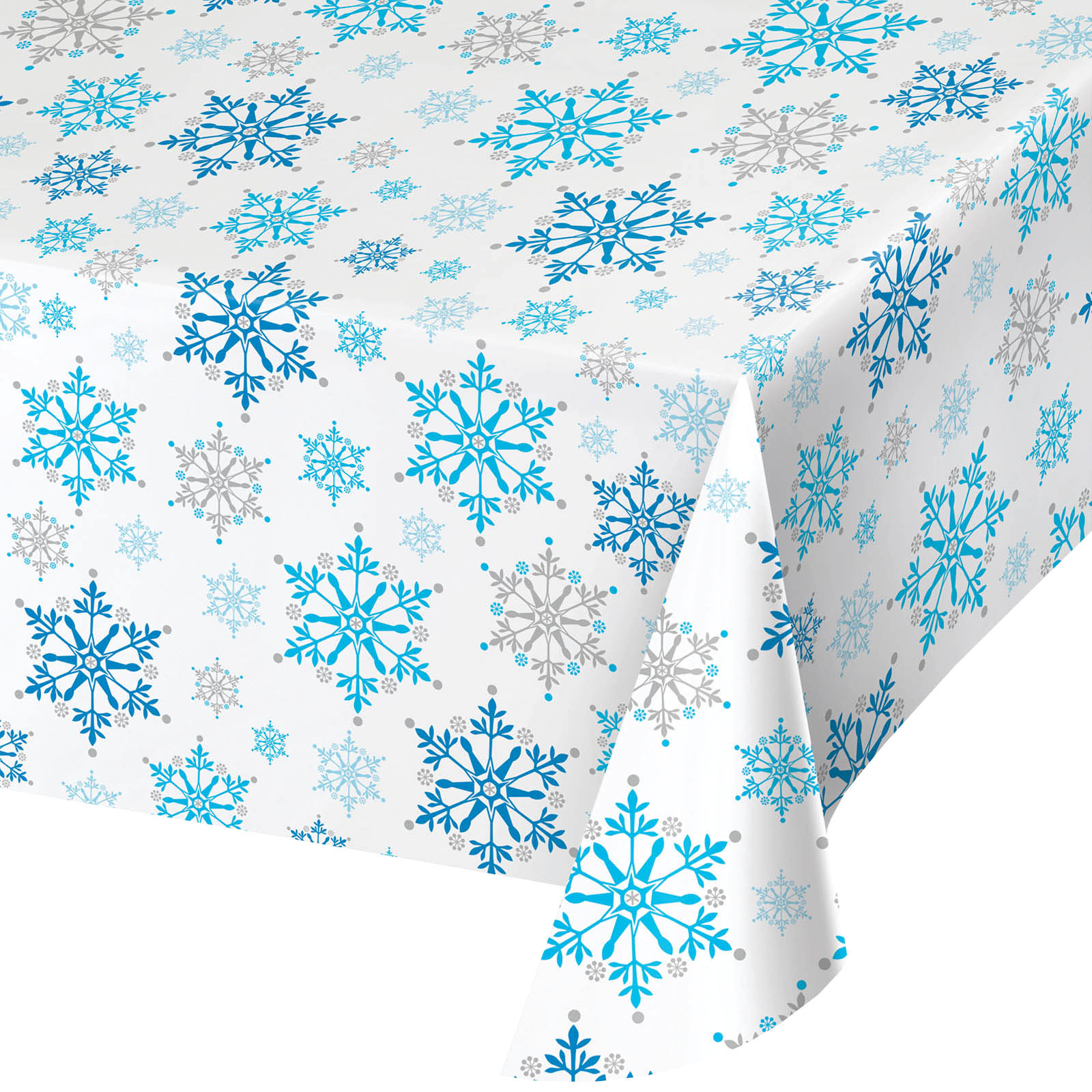 Snowflake Swirls Plastic Tablecloth