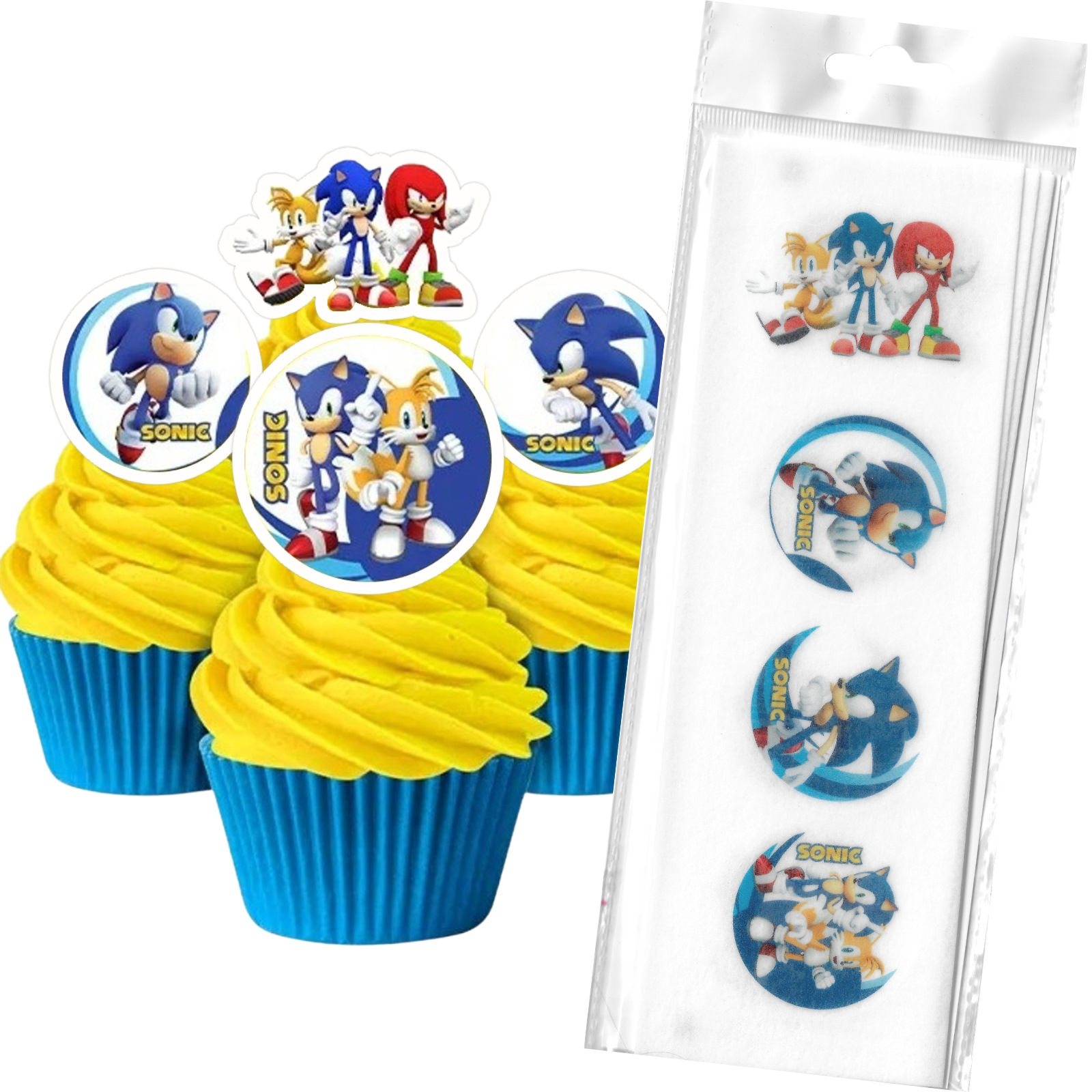 Sonic the Hedgehog Edible Wafer Cupcake Toppers (Pack of 16) 