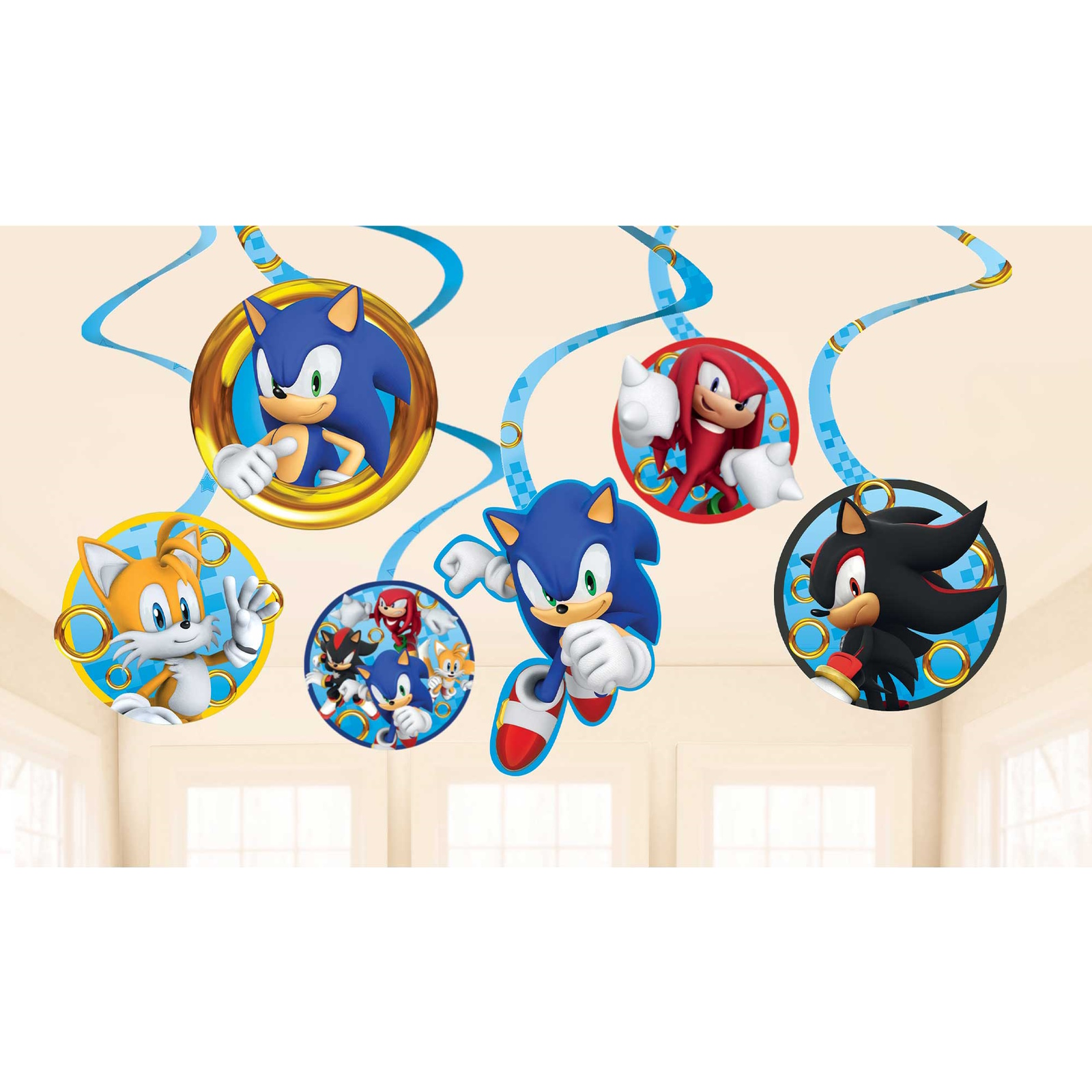 Sonic The Hedgehog Swirl Decorations (Pack of 12)