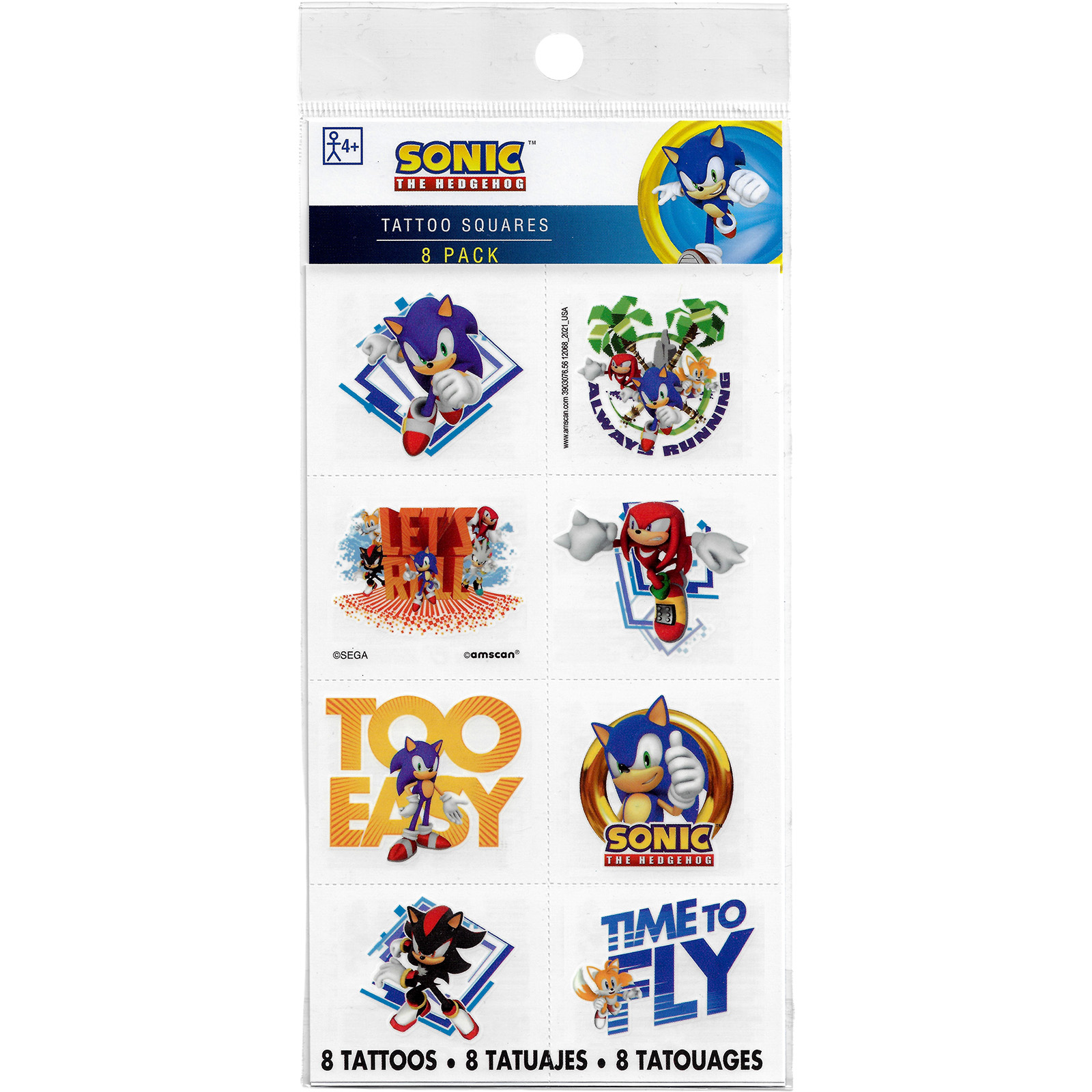 Sonic The Hedgehog Tattoos (Pack of 8)