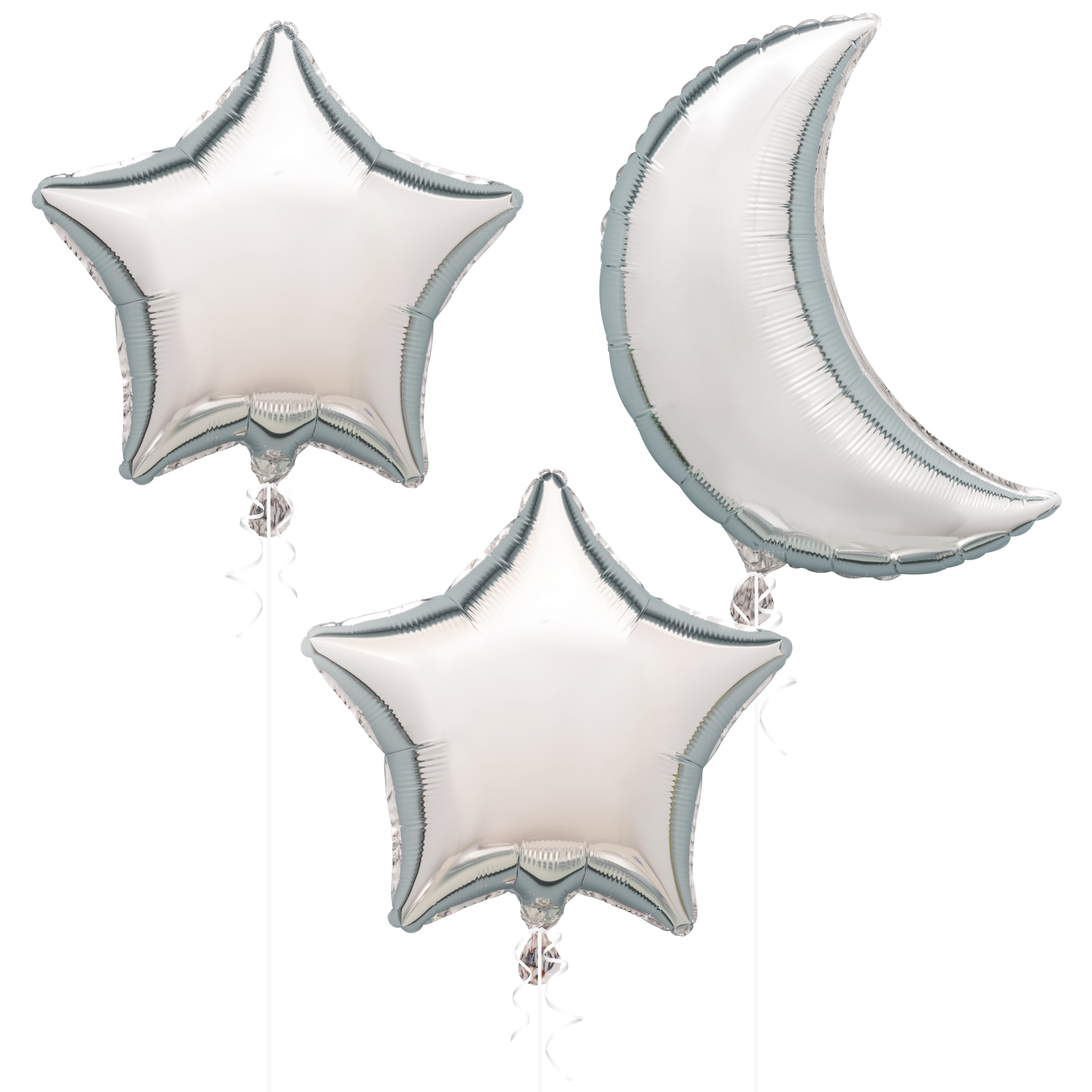 Moon & Stars Silver Foil Balloon Kit (Pack of 3)