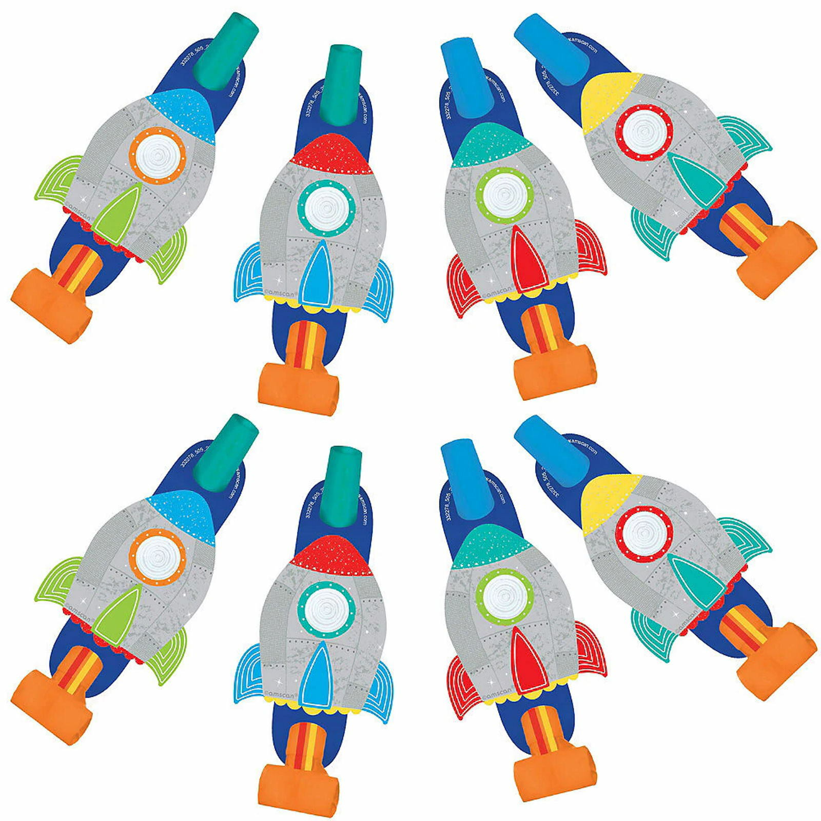 Blast Off Birthday Party Blowers (Pack of 8)