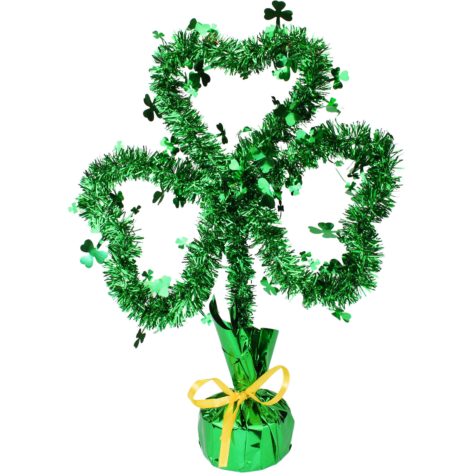 Green Tinsel Shamrock Tabletop Decoration