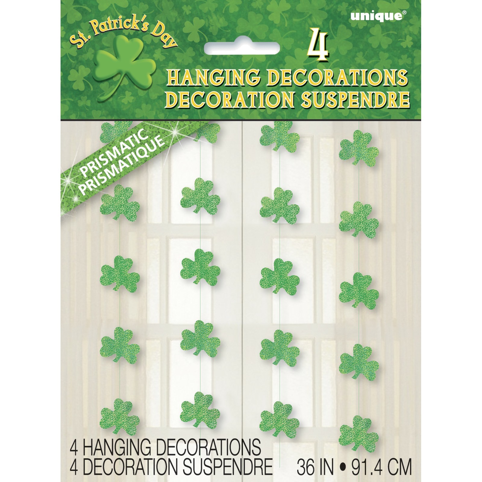 St. Patrick's Day Prismatic Hanging Decorations (Pack of 4)