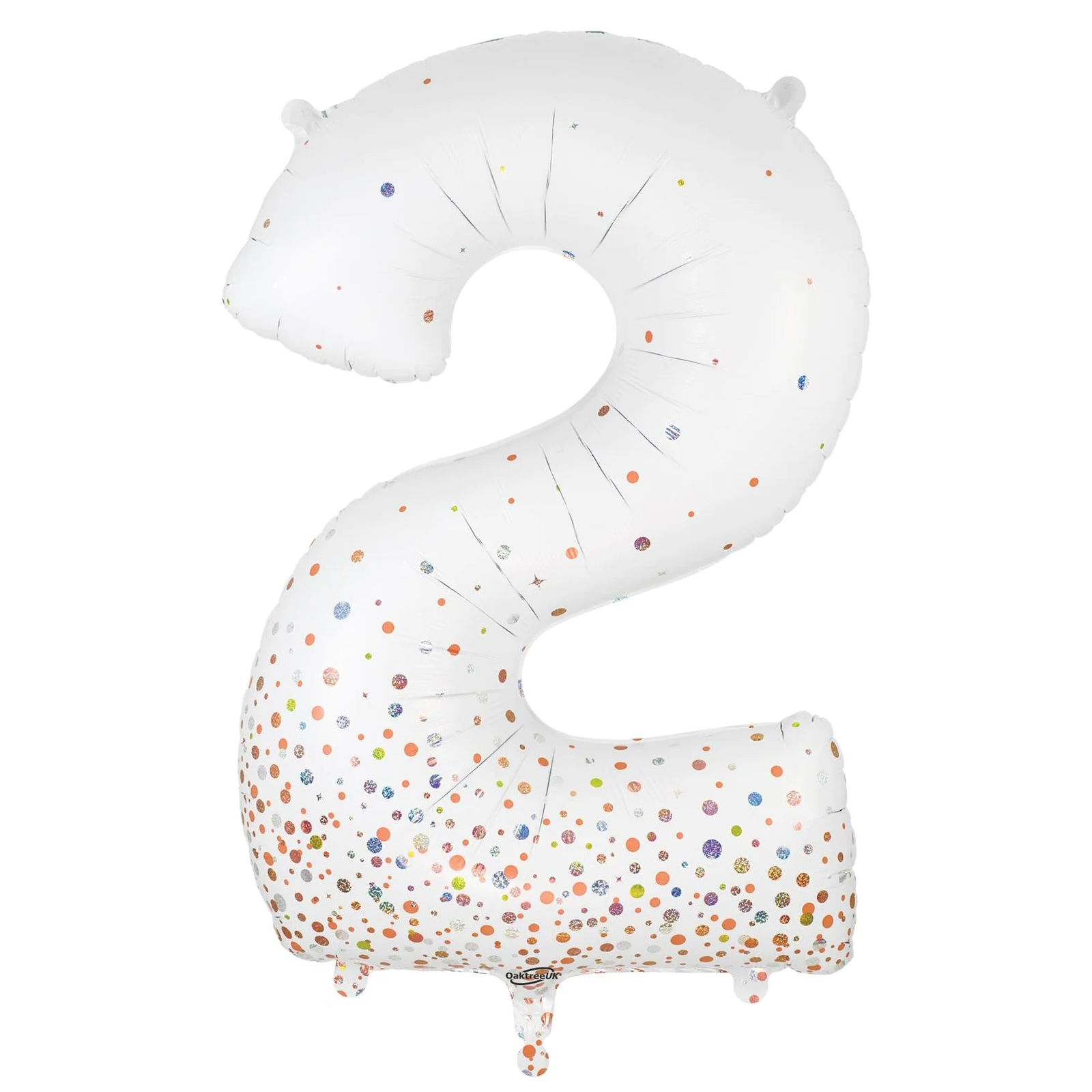 Sparkling Fizz Rose Gold Holographic Foil Number 2 Balloon 86cm