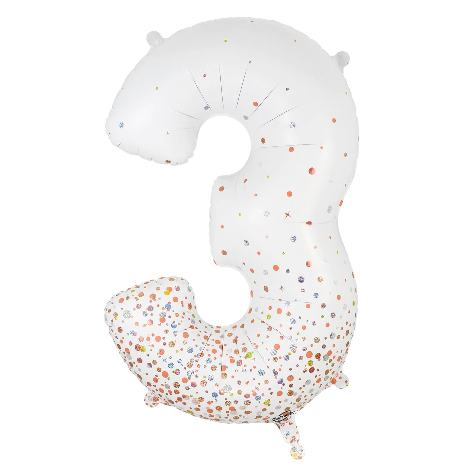 Sparkling Fizz Rose Gold Holographic Foil Number 3 Balloon 86cm