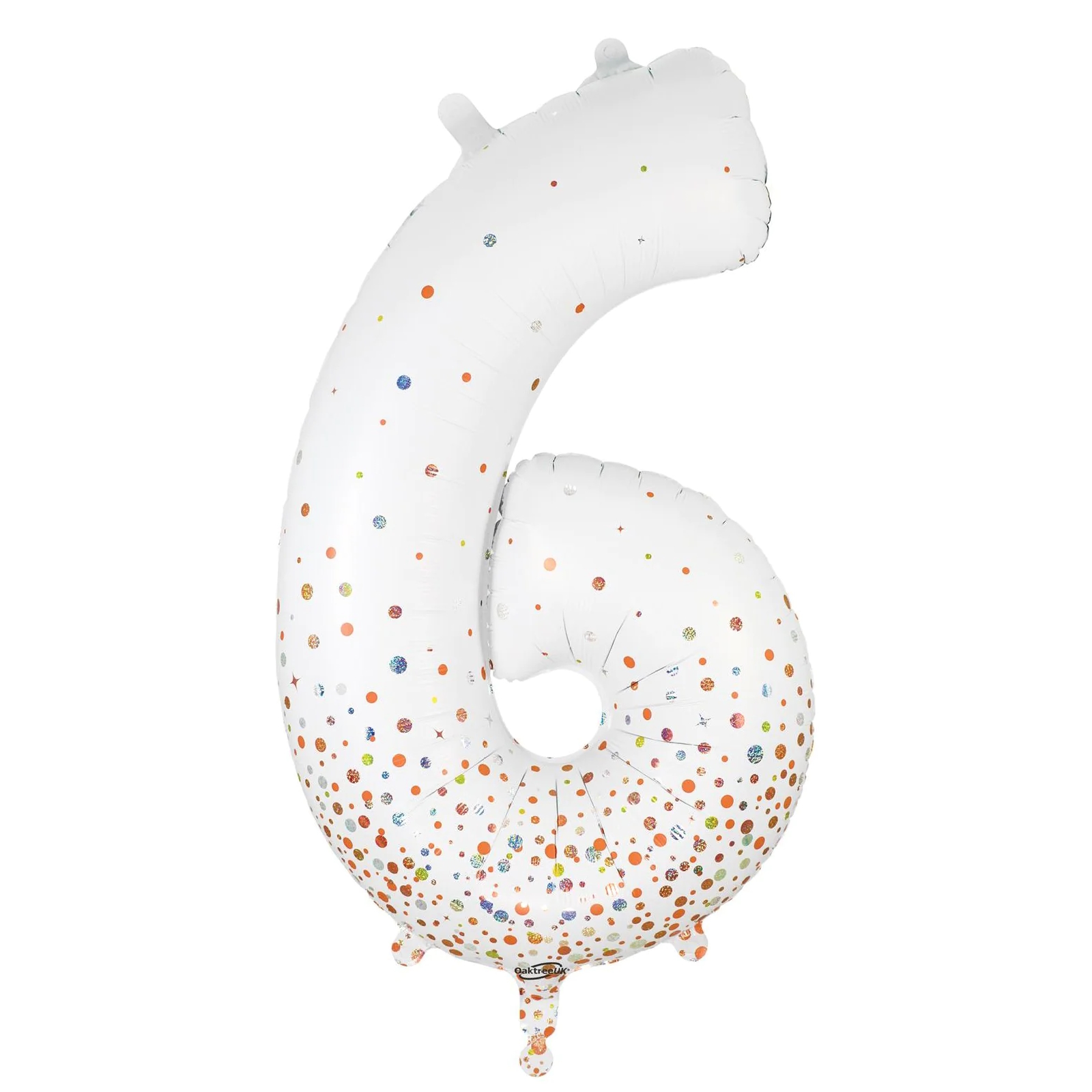 Sparkling Fizz Rose Gold Holographic Foil Number 6 Balloon 86cm