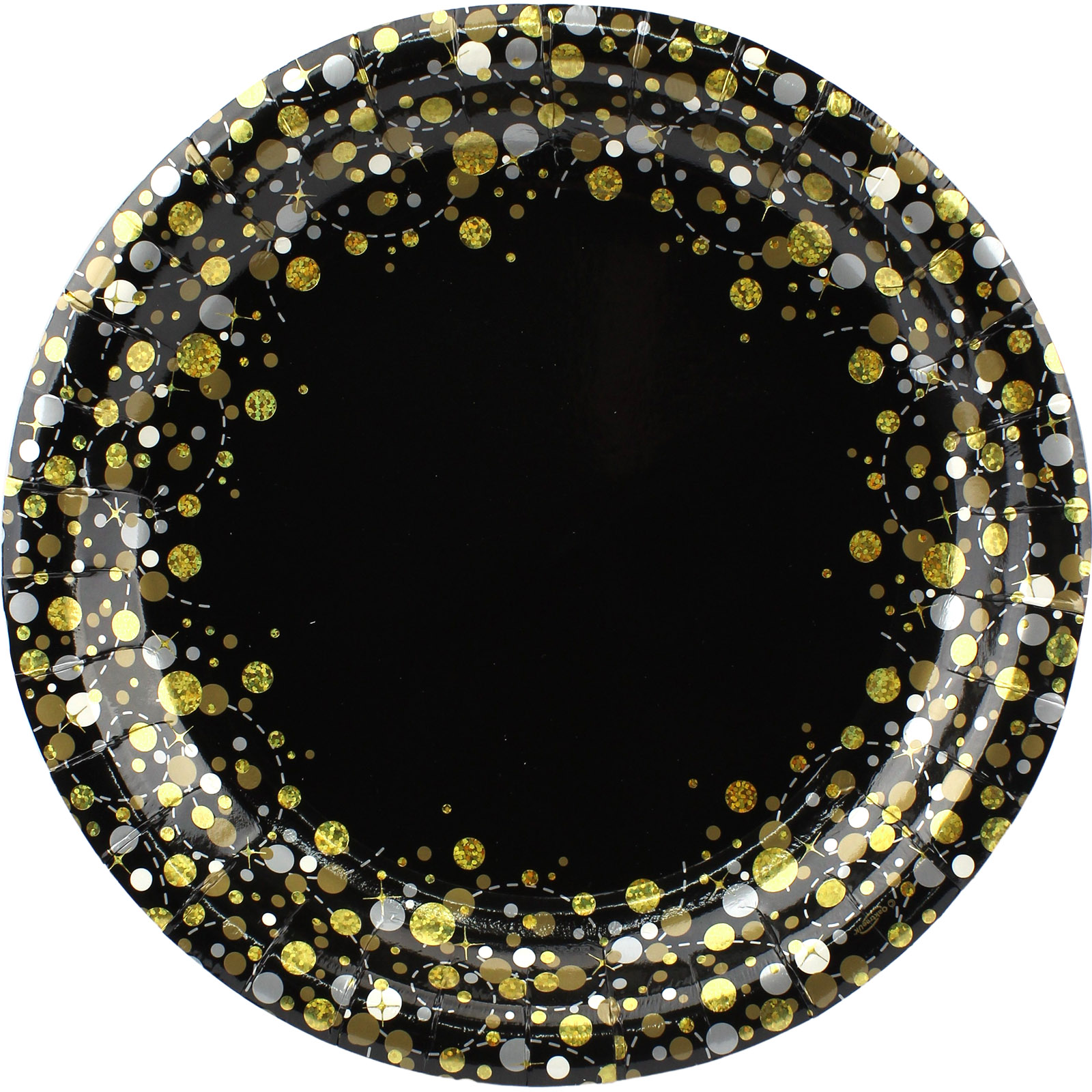 Sparkling Fizz Black & Gold Large Paper Plates (Pack of 8)