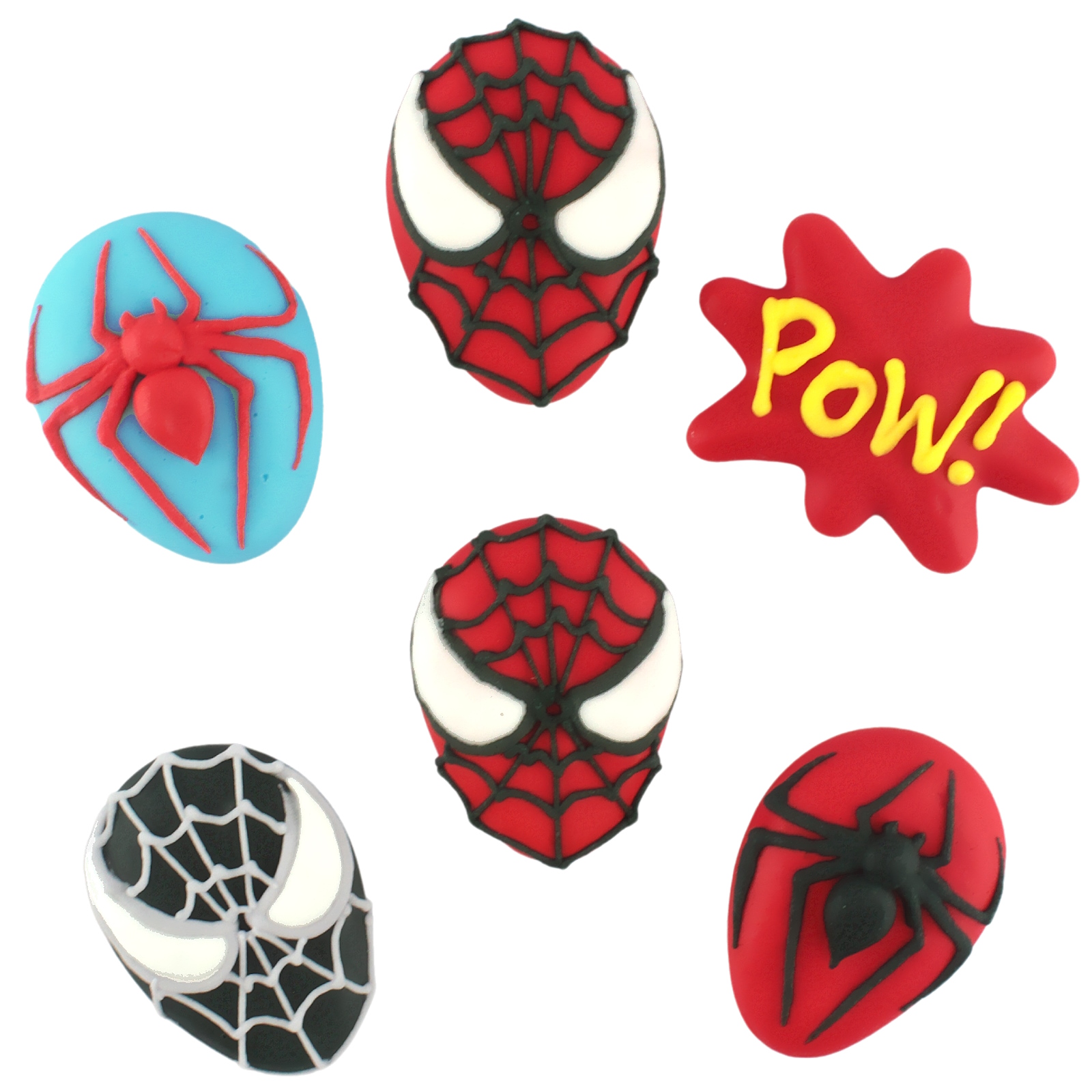 Spiderman Edible Sugar Cupcake Decorations (Pack of 6)