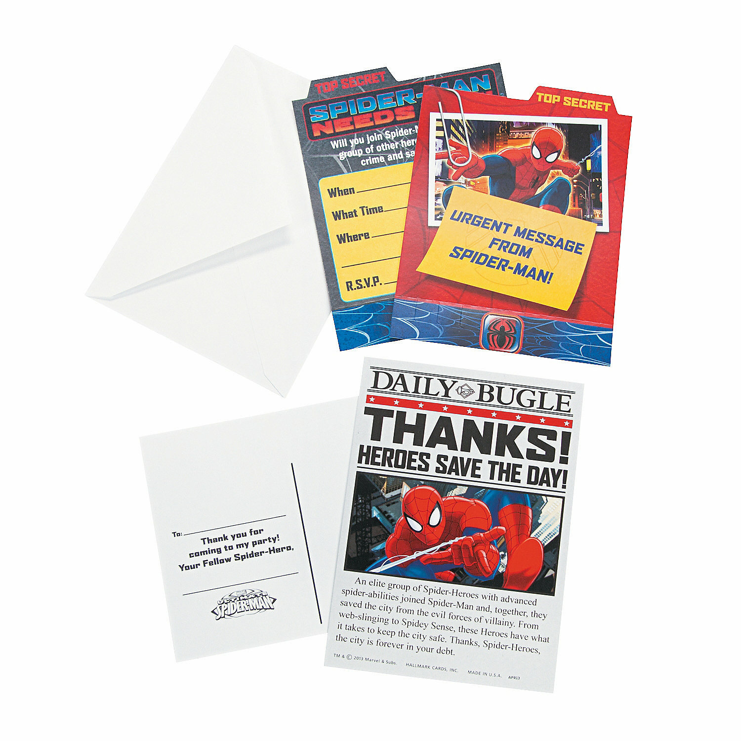 Ultimate Spiderman Party Invitations & Thank You Cards (8 of each)