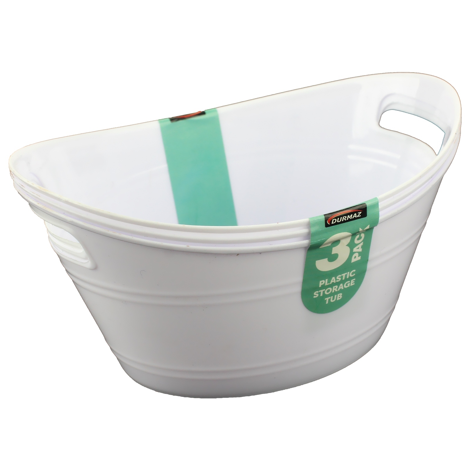 Small White Oval Plastic Tubs (Pack of 3)