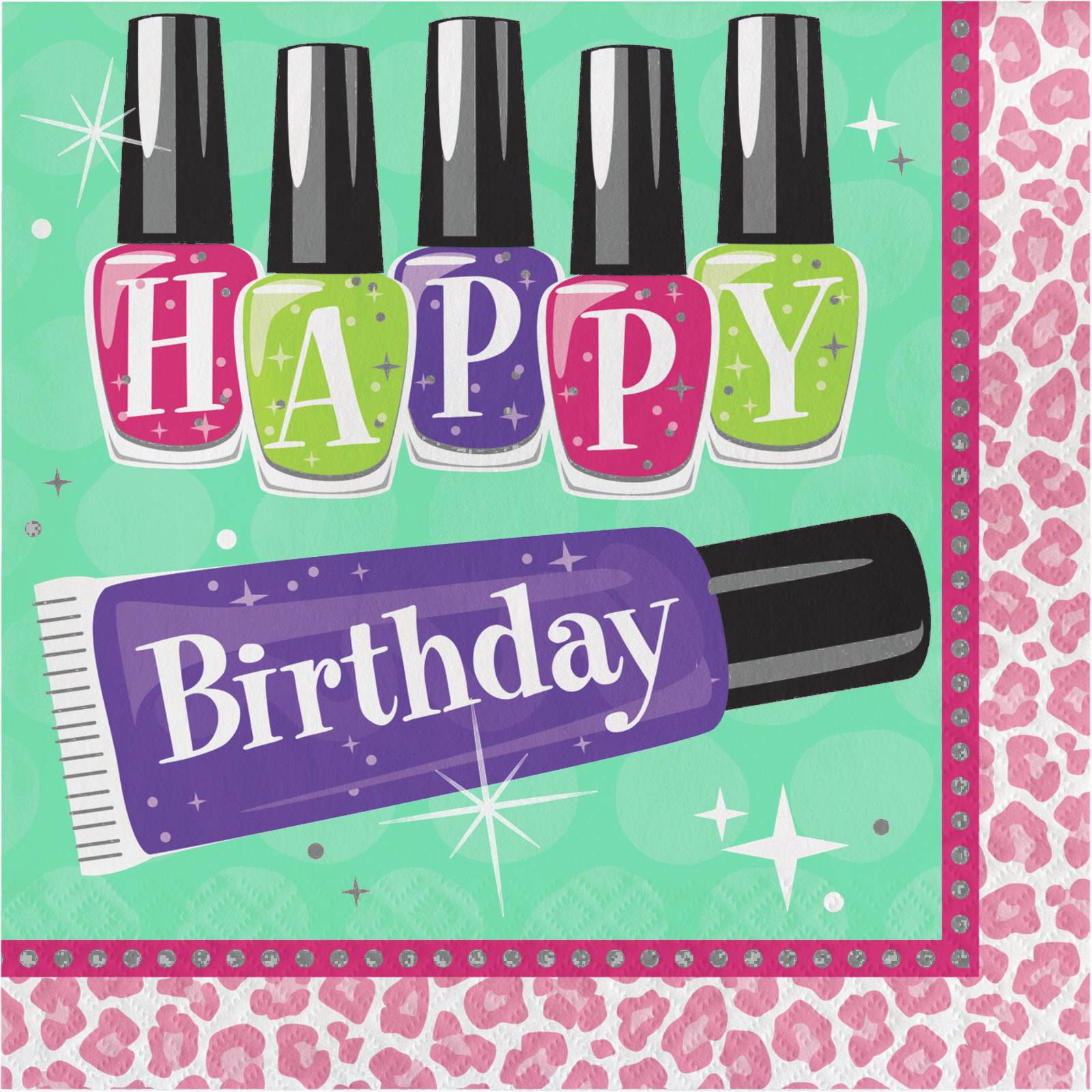 Sparkle Spa Happy Birthday Large Paper Napkins / Serviettes (Pack of 16)