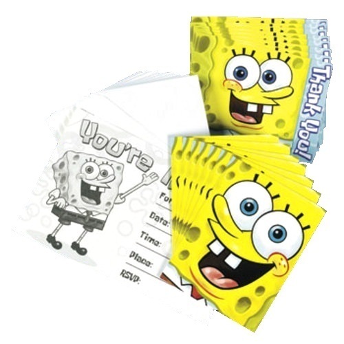 SpongeBob Squarepants Party Invitations & Thank You Cards (8 of each)
