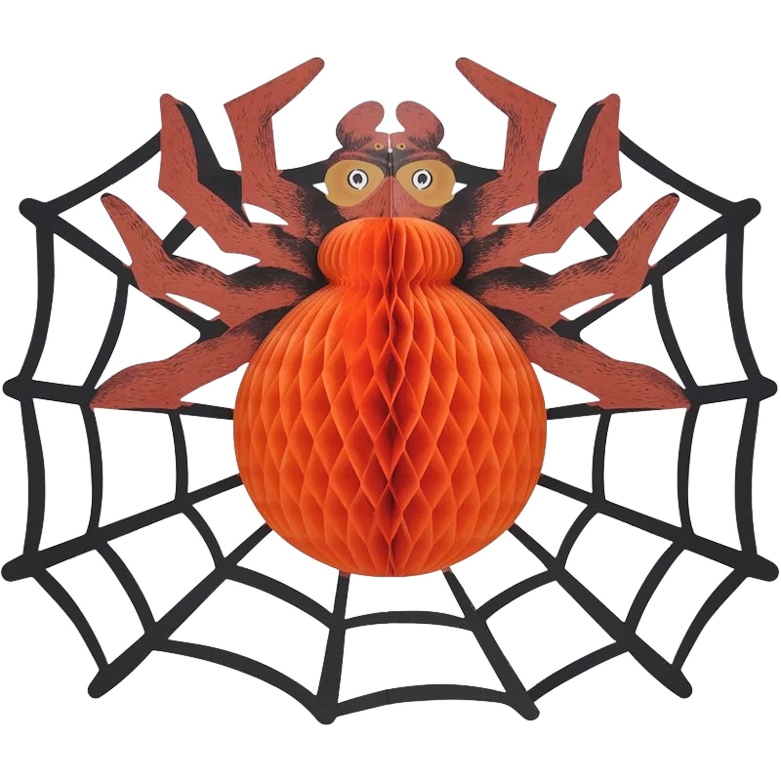 Orange Halloween Spider Honeycomb Wall Decoration (43cm)