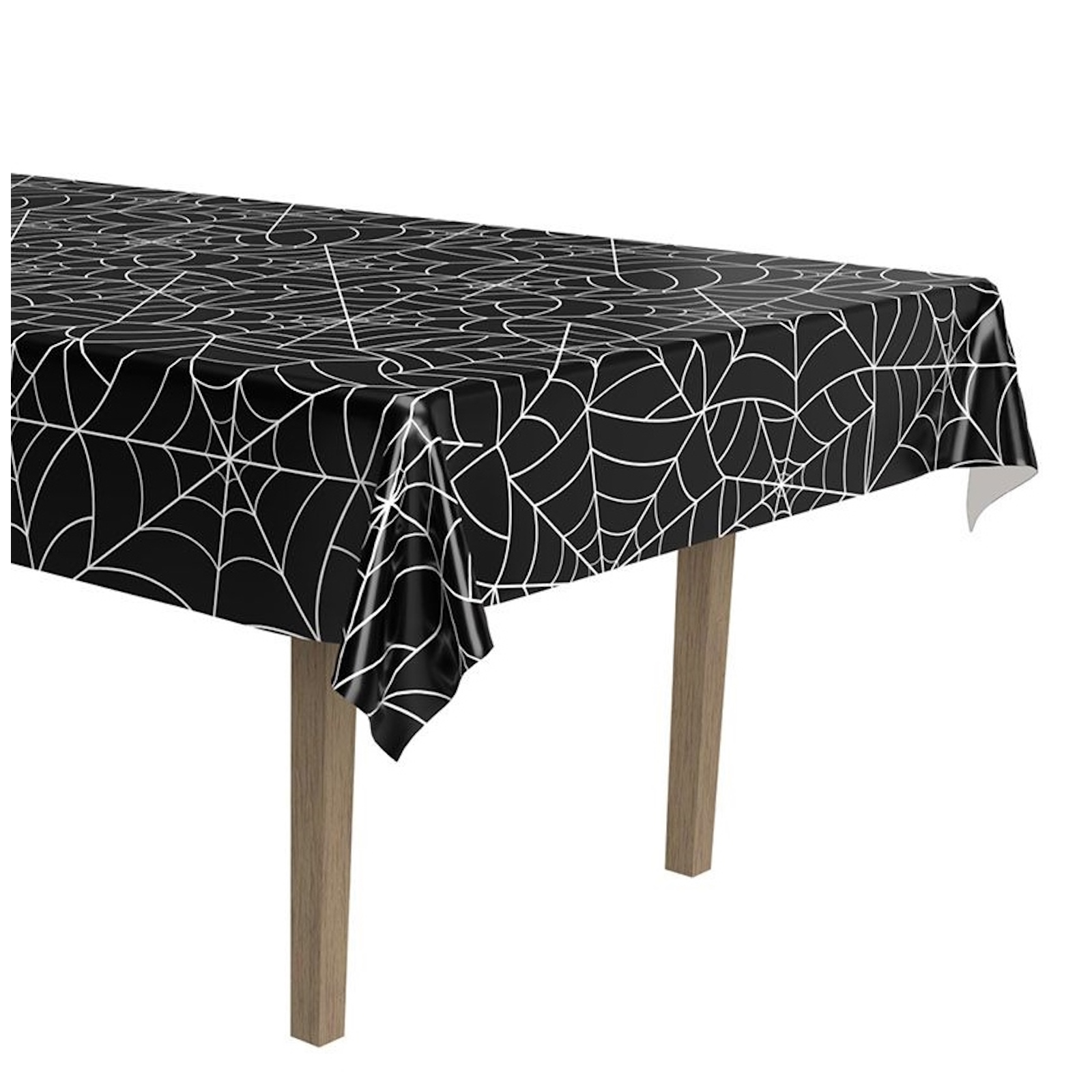 Black Spiderweb Plastic Tablecloth 