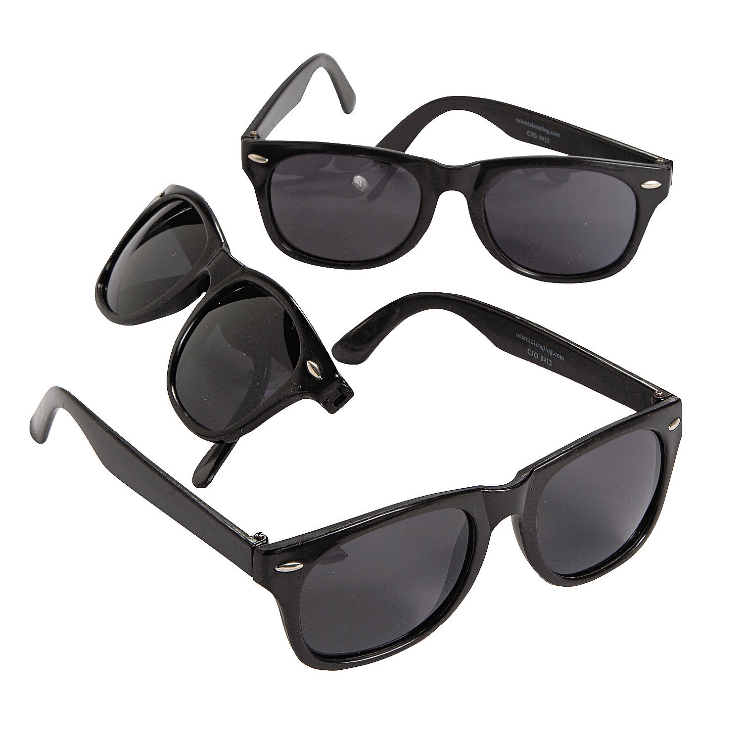Plastic Black Glasses (Pack of 12)