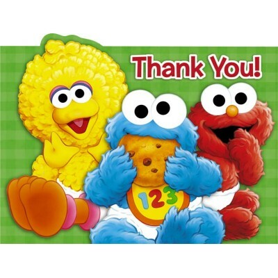 Sesame Street 1st Birthday Party Thank You Cards (Pack of 8)
