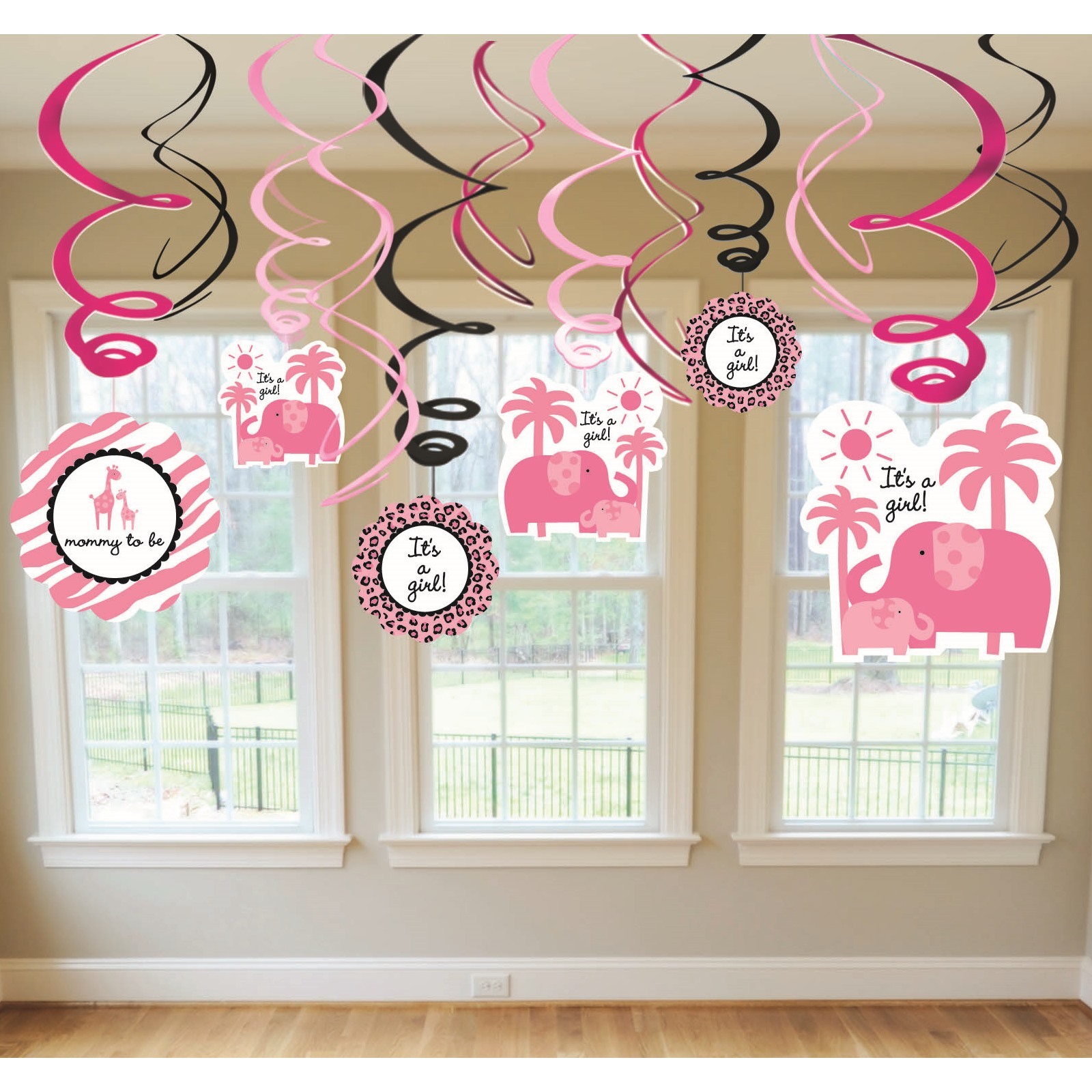 Sweet Safari Girl Swirl Decorations (Pack of 12)