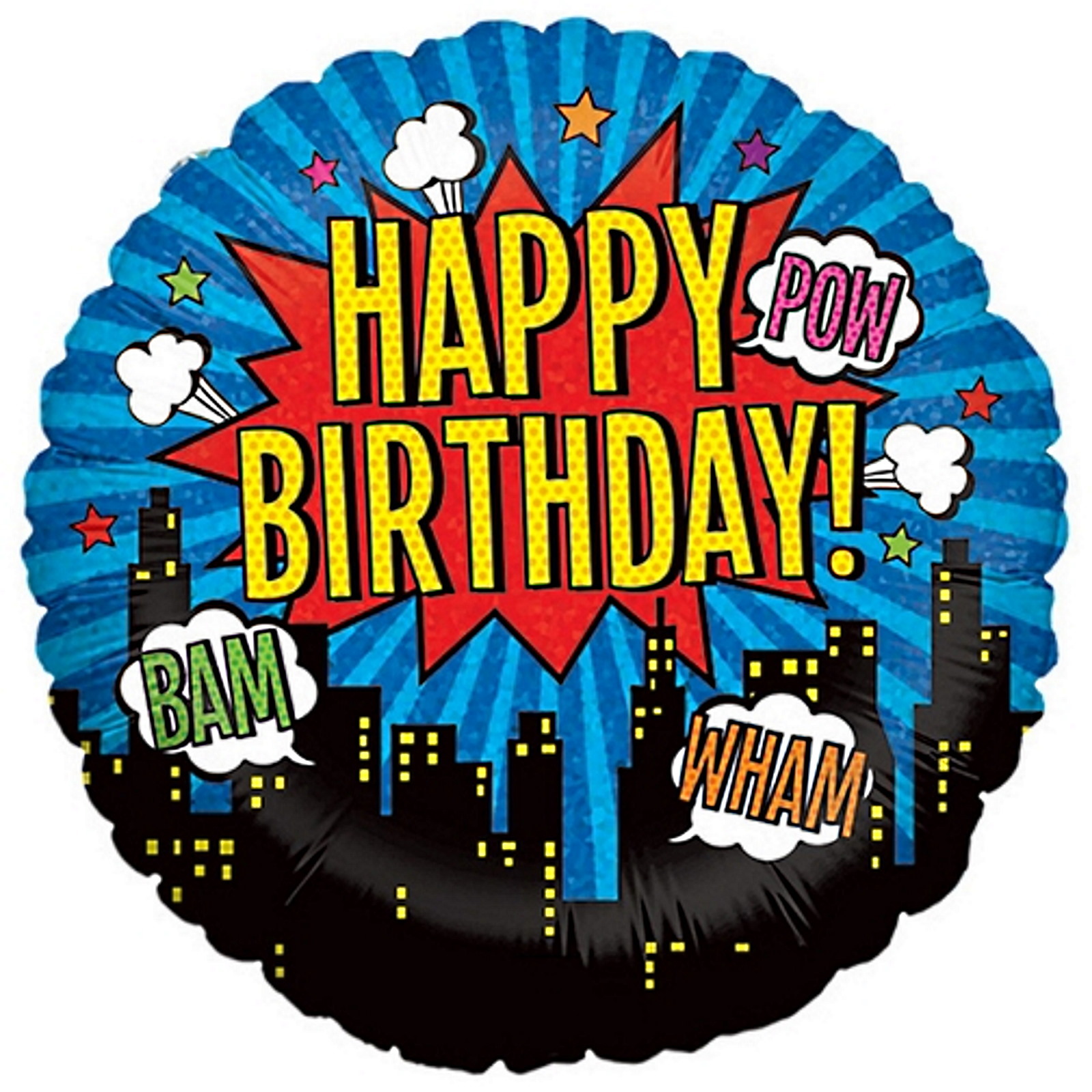 Happy Birthday Superhero Holographic Helium Balloon 46cm