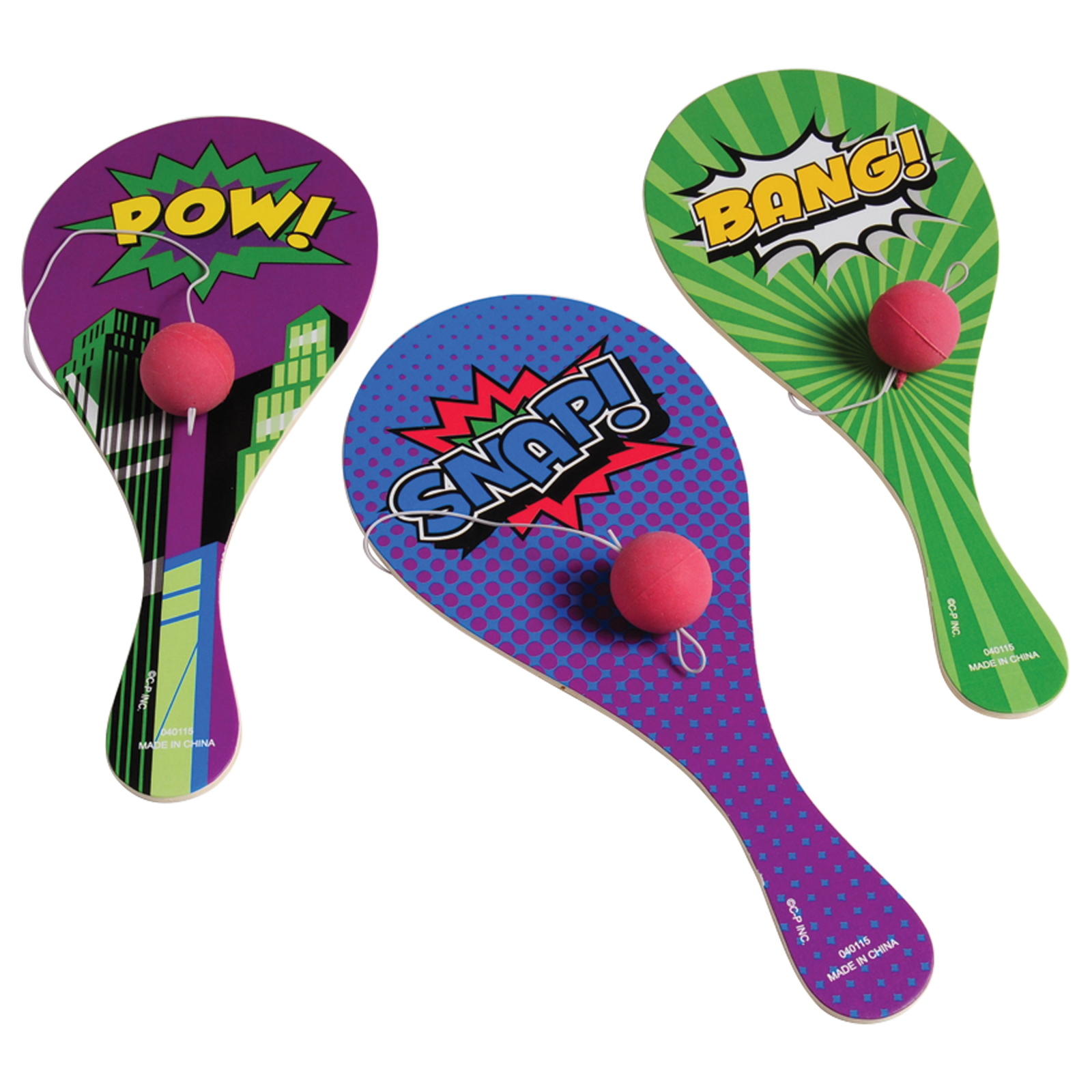 Superhero Wooden Paddleball Toys (Pack of 12)