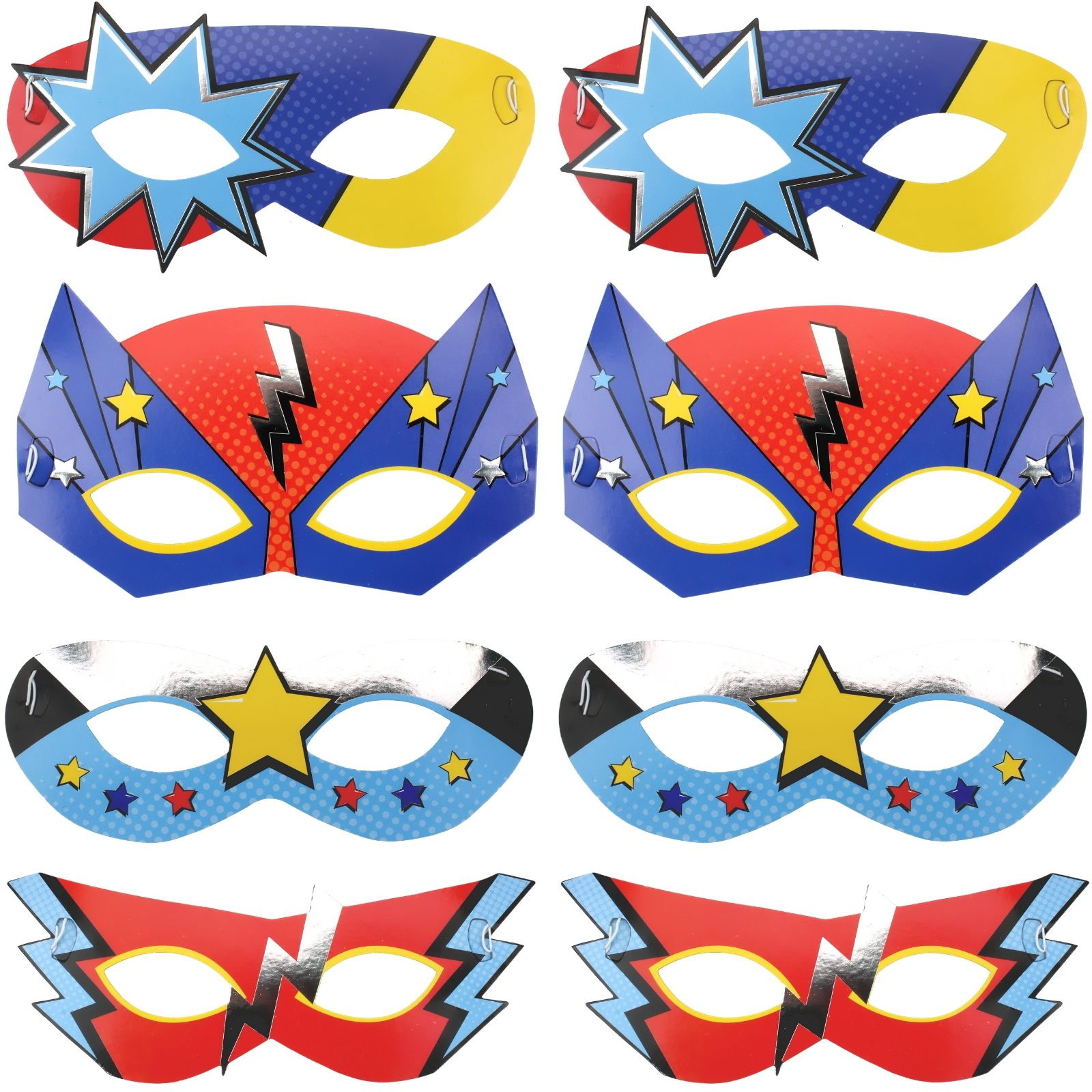 Superhero Party Masks (Pack of 8)