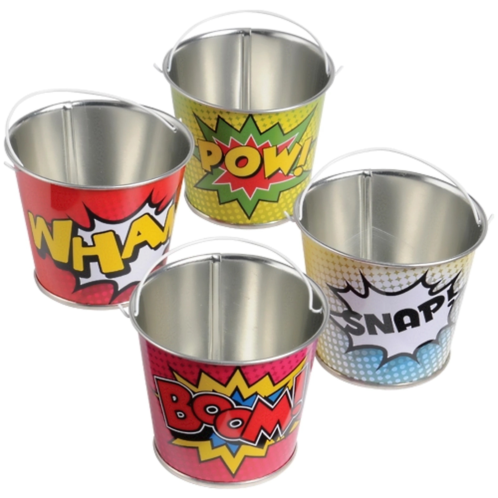 Superhero Mini Metal Favour Buckets (Pack of 12)