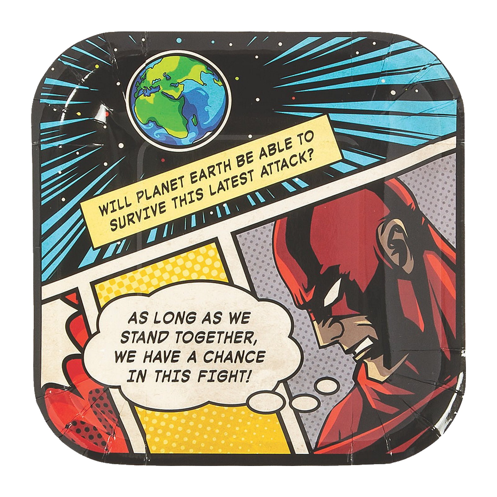 Comic Superhero Small Square Paper Plates (Pack of 8)