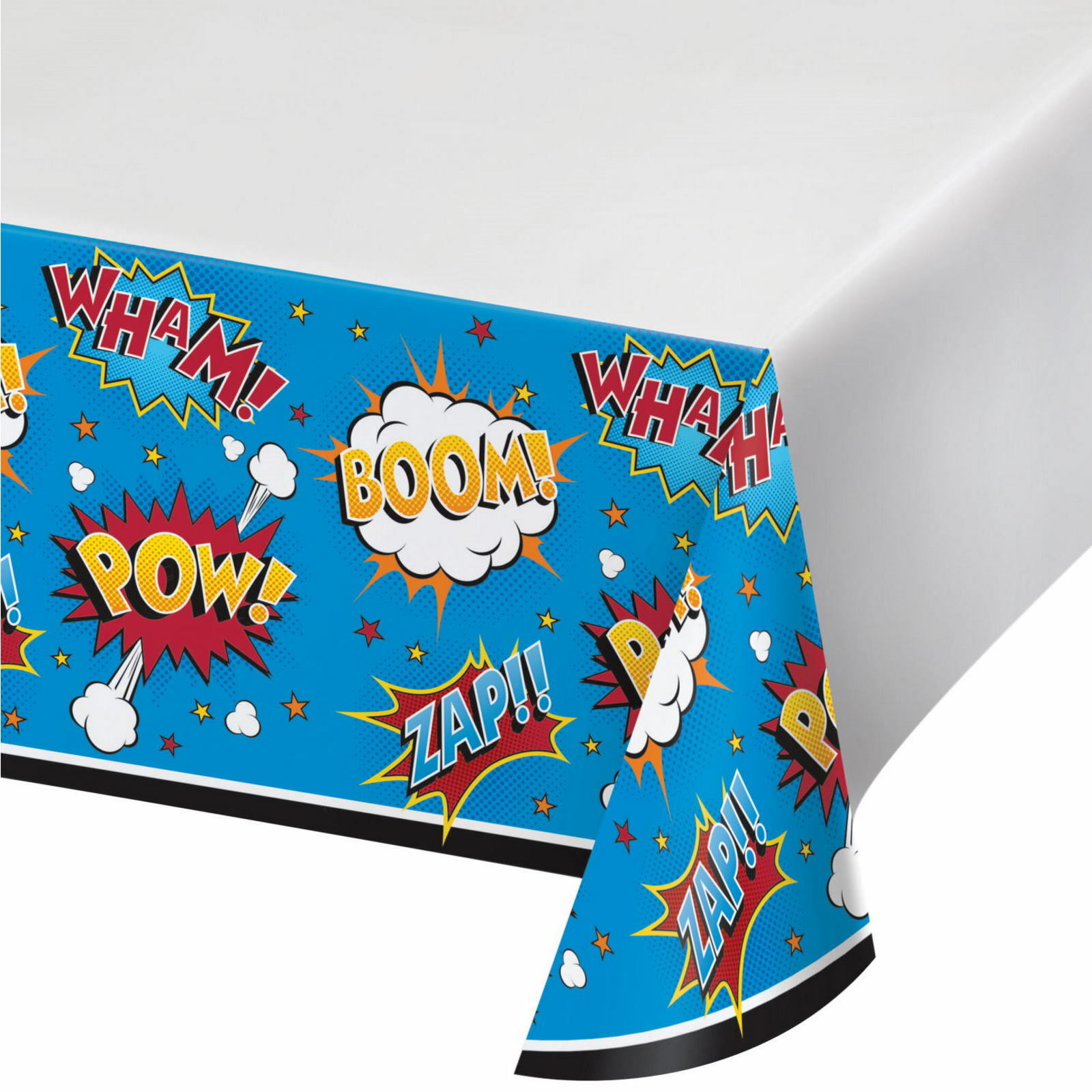Superhero Slogans Plastic Tablecloth