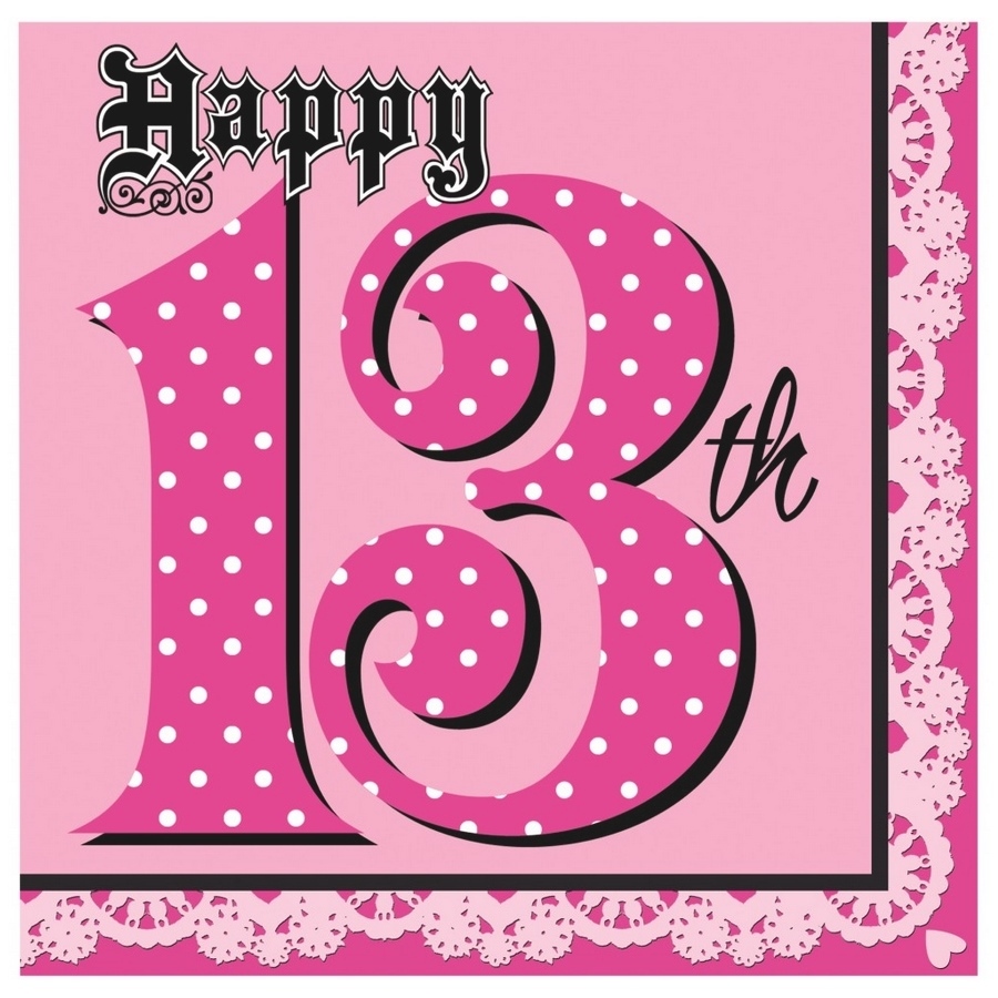Super Stylish 13th Birthday Large Napkins / Serviettes (Pack of 16)