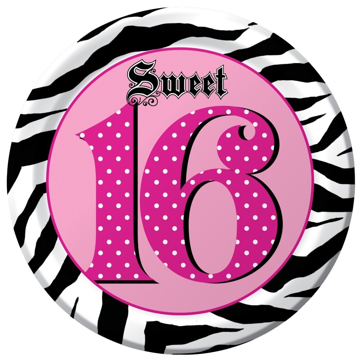 Super Stylish 16th Birthday Large Paper Plates (Pack of 8)