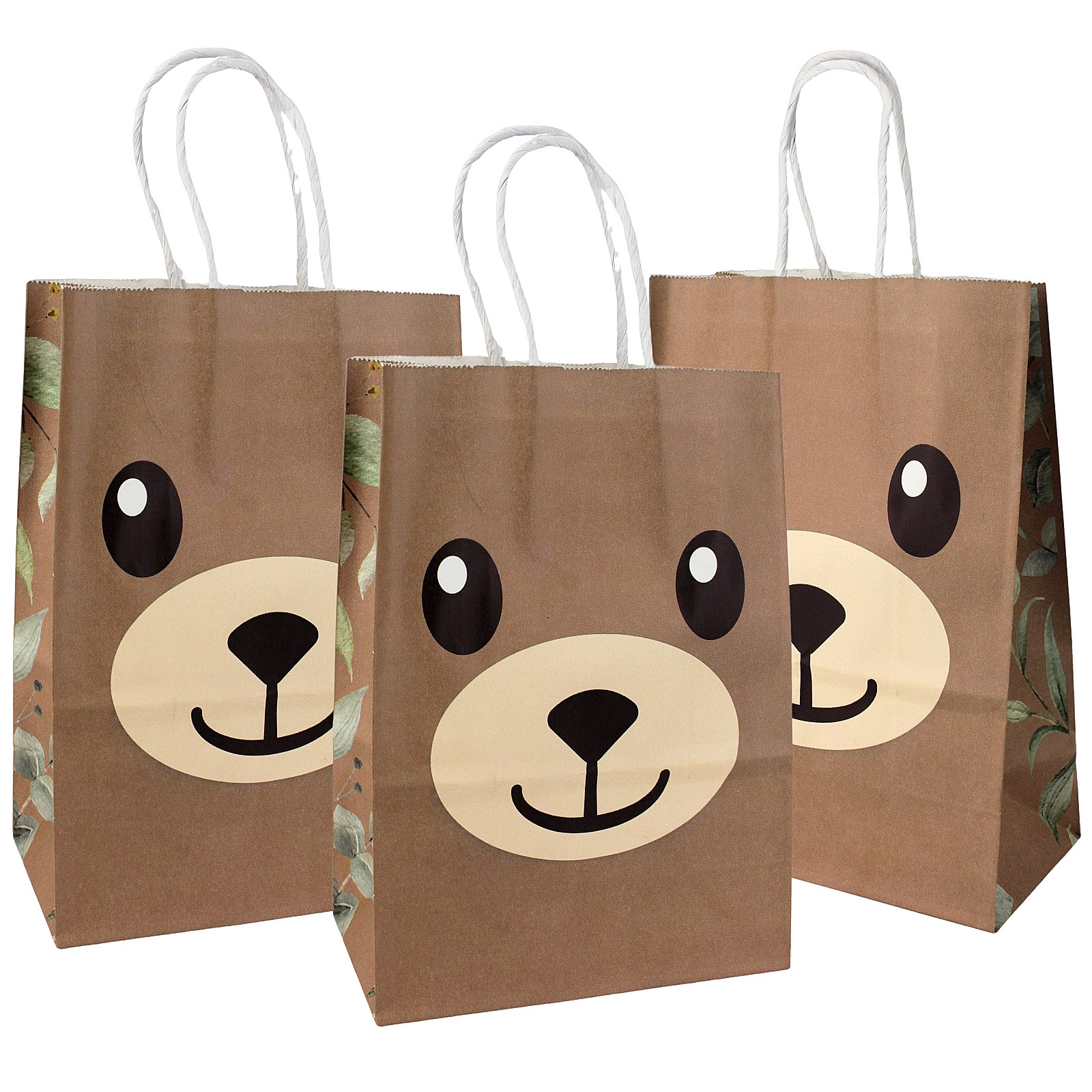 Bear Face Paper Gift Bags (Pack of 12)