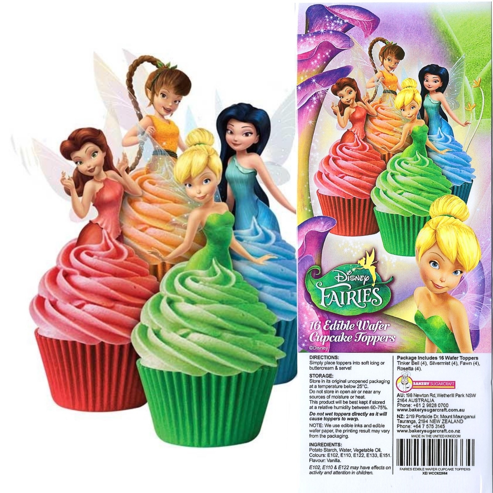 Disney Tinkerbell Fairies Edible Wafer Cupcake Toppers (Pack of 16)