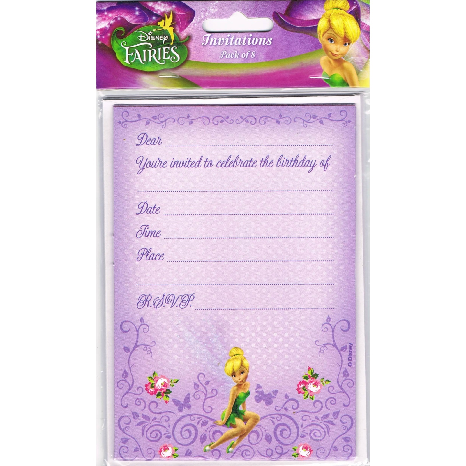 Disney Fairies Tinkerbell Party Invitations (Pack of 8)