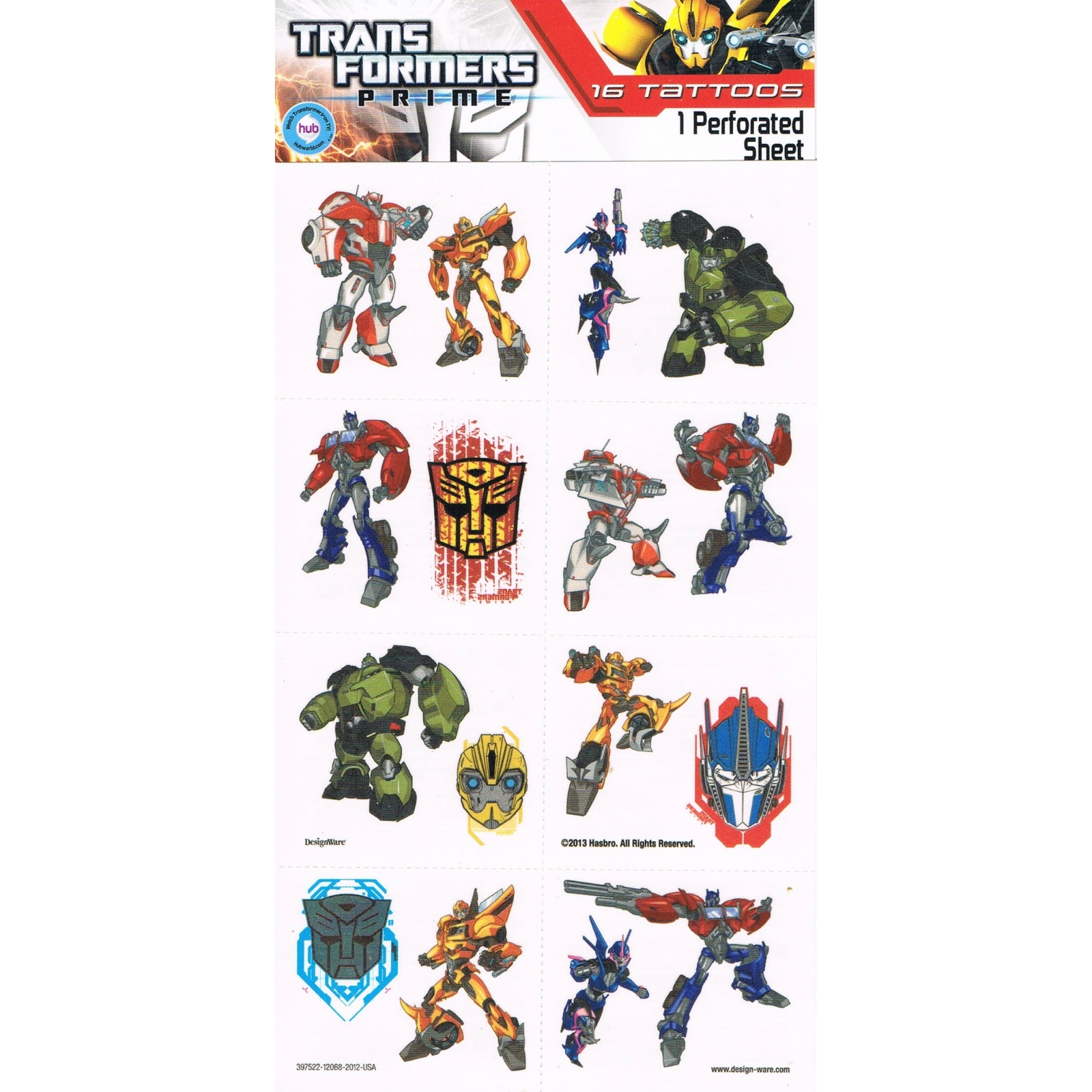 Transformers Prime Tattoos (1 Sheet)