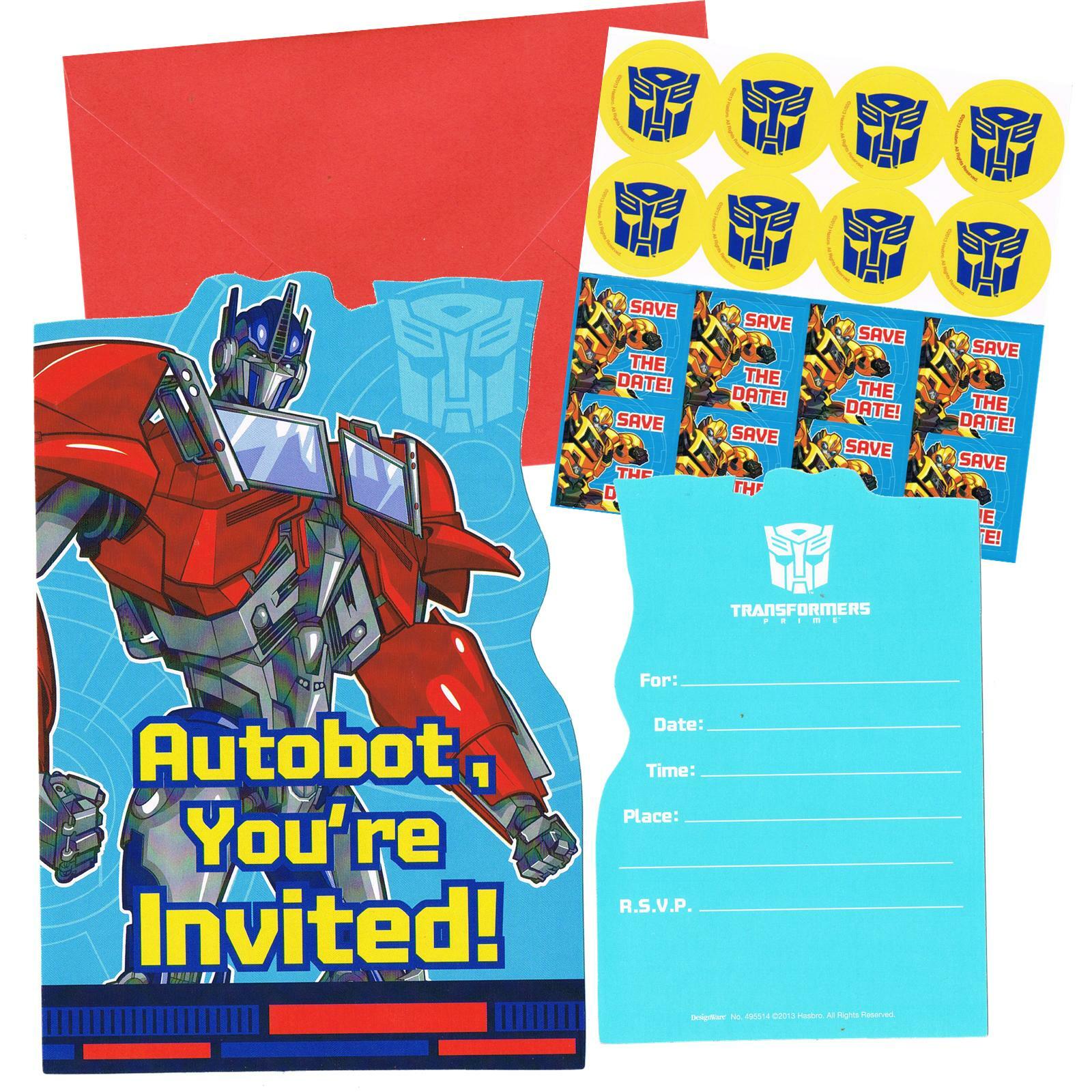 Transformers Prime Party Invitation Set (Pack of 8)
