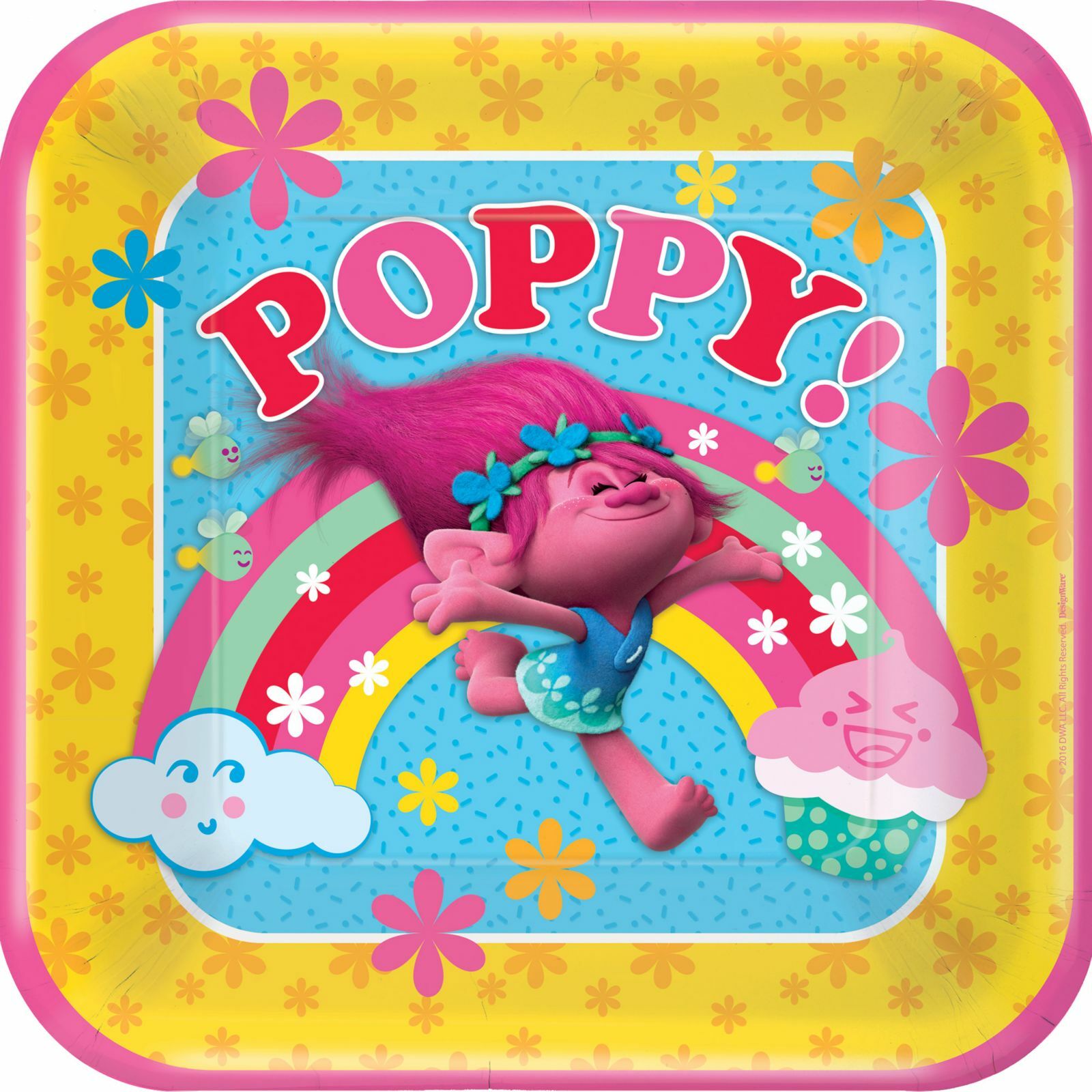 Trolls Large Square Paper Plates (Pack of 8)