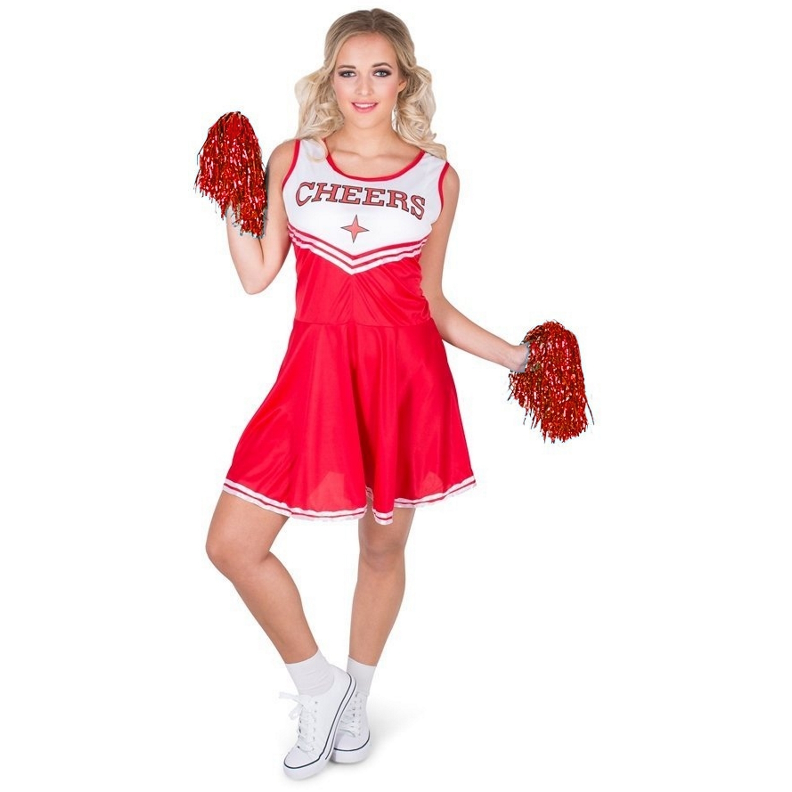 Red Cheerleader Ladies Costume Large